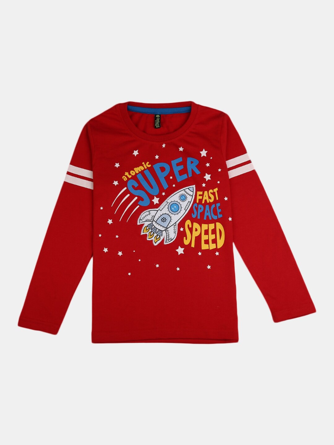 

V-Mart Boys Red & Blue Typography Printed T-shirt