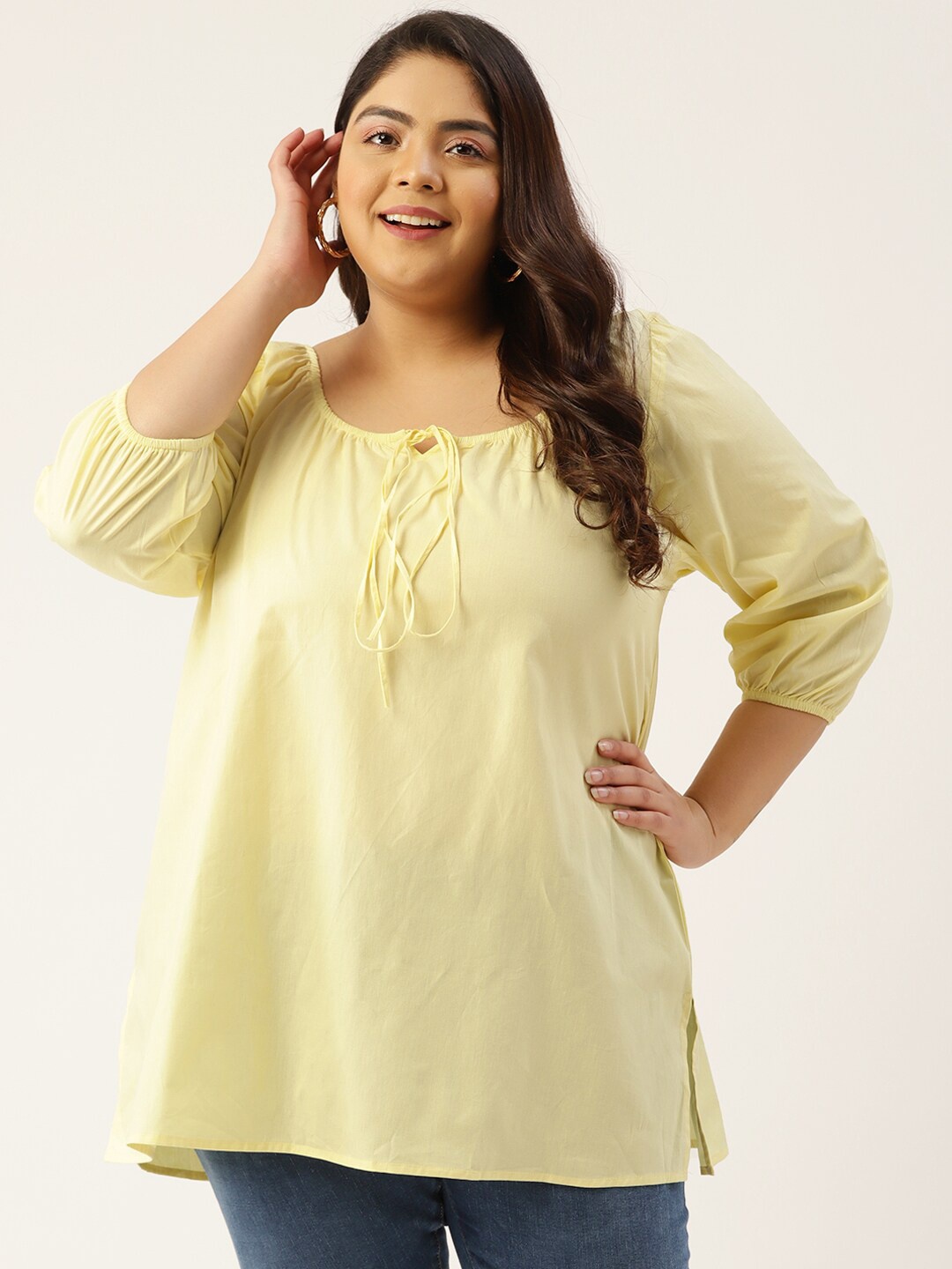 

theRebelinme Plus Size Women's Lime Green Tie-Up Neck Top