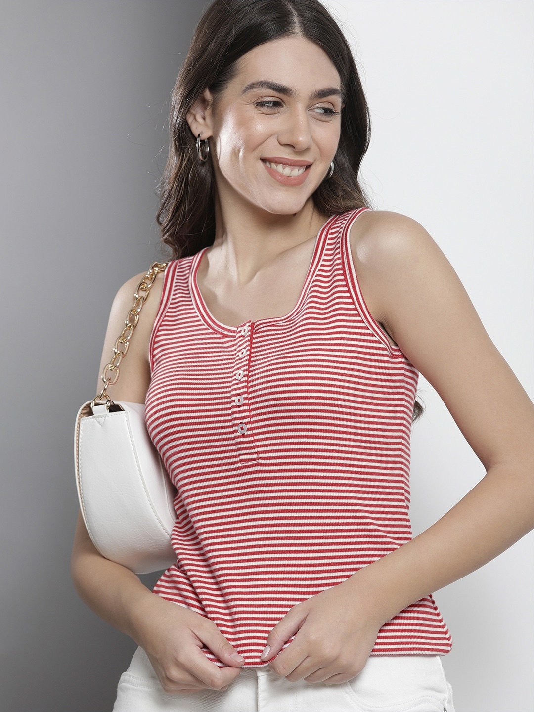

Nautica Red & White Striped Tank Top
