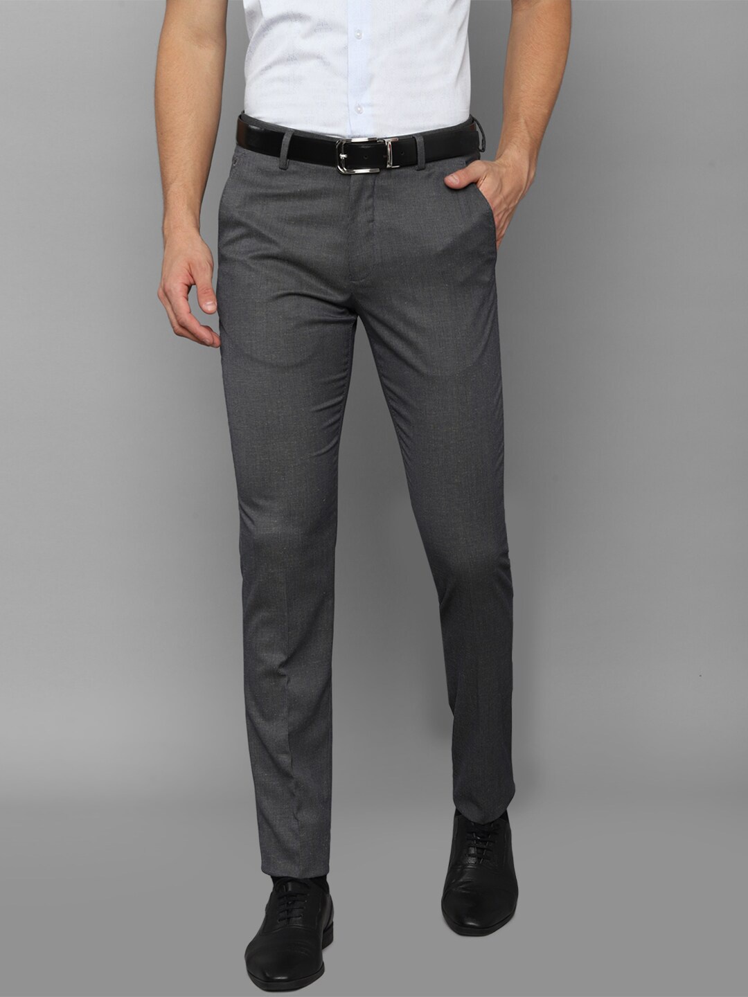 

Louis Philippe Men Grey Soild Slim Fit Trousers