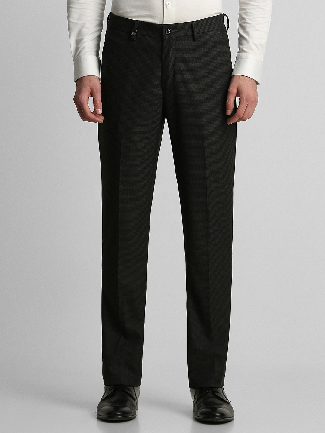 

Louis Philippe Men Black Textured Slim Fit Trousers