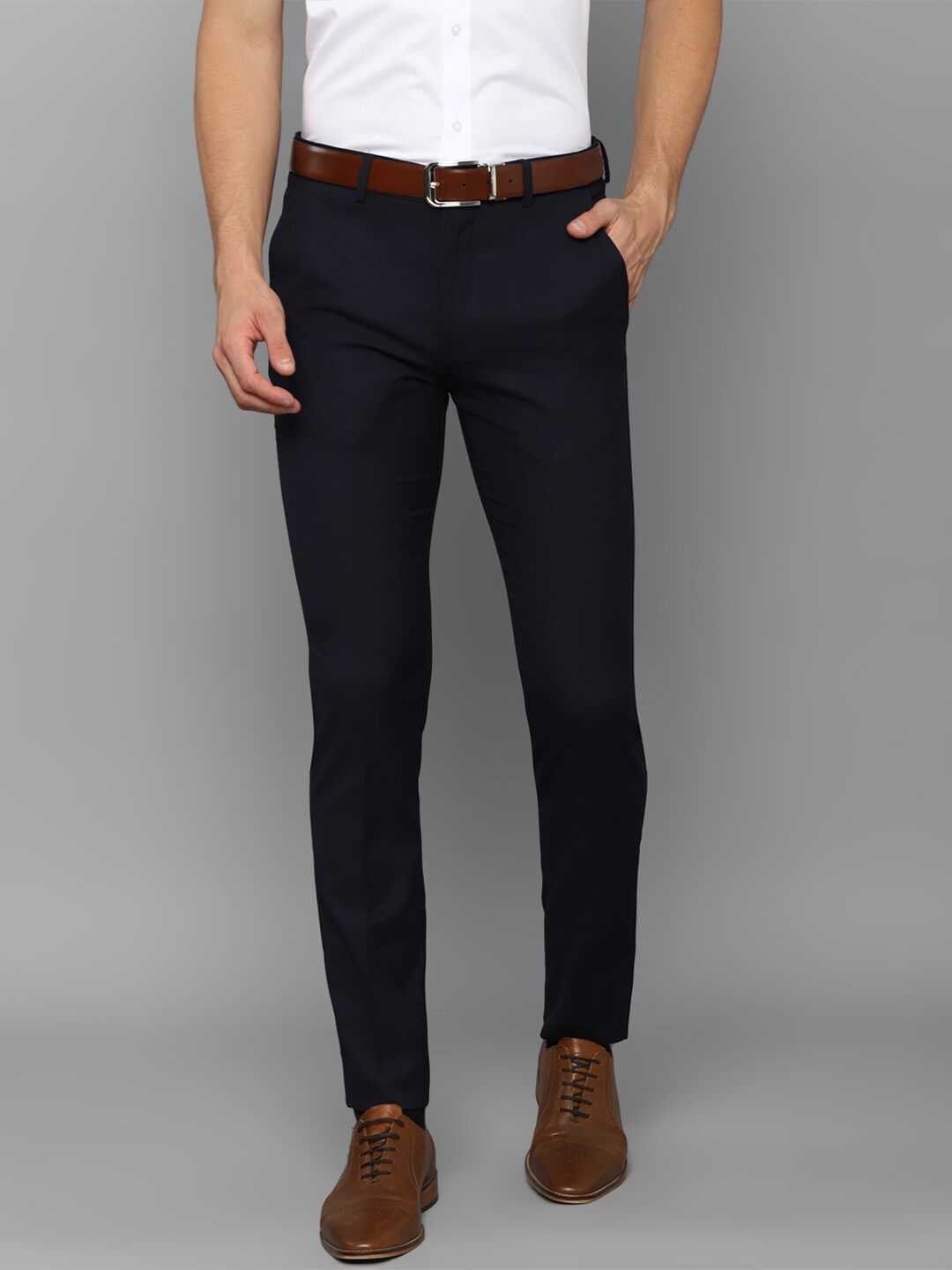 

Louis Philippe Men Navy Blue Slim Fit Formal Trouser