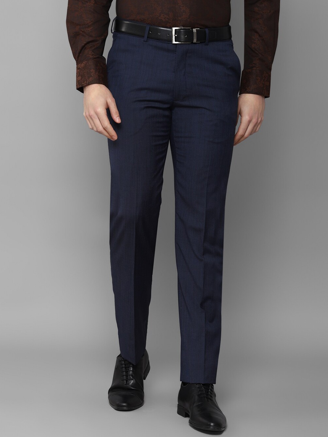 

Luxure by Louis Philippe Men Navy Blue Textured Slim Fit Trousers