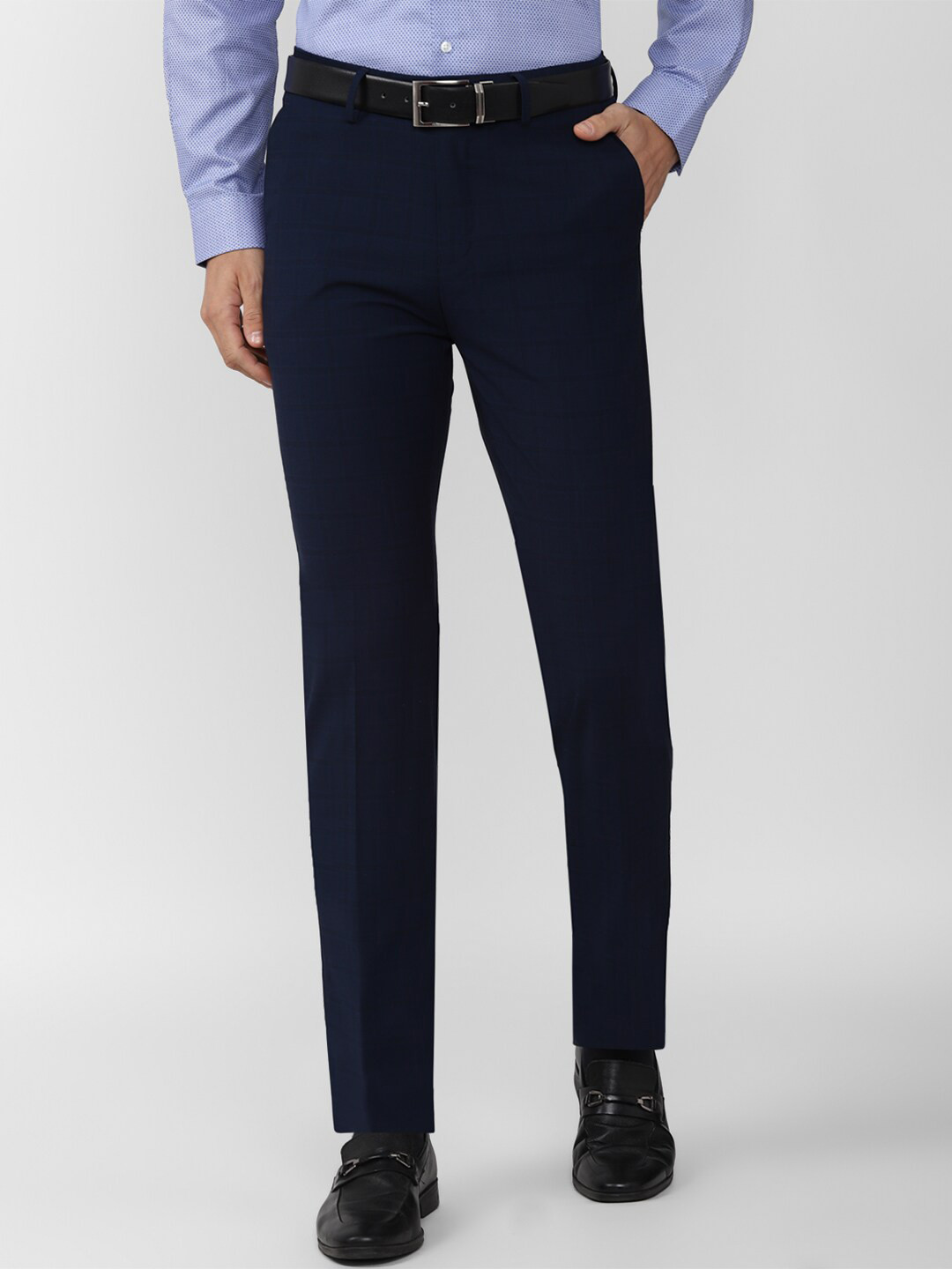 

Peter England Elite Men Navy Blue Slim Fit Trousers