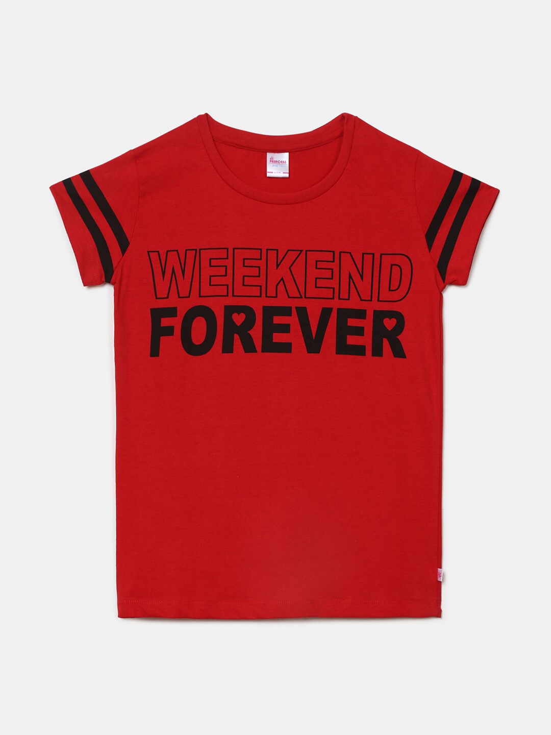 

V-Mart Girls Red & Black Typography Printed T-shirt