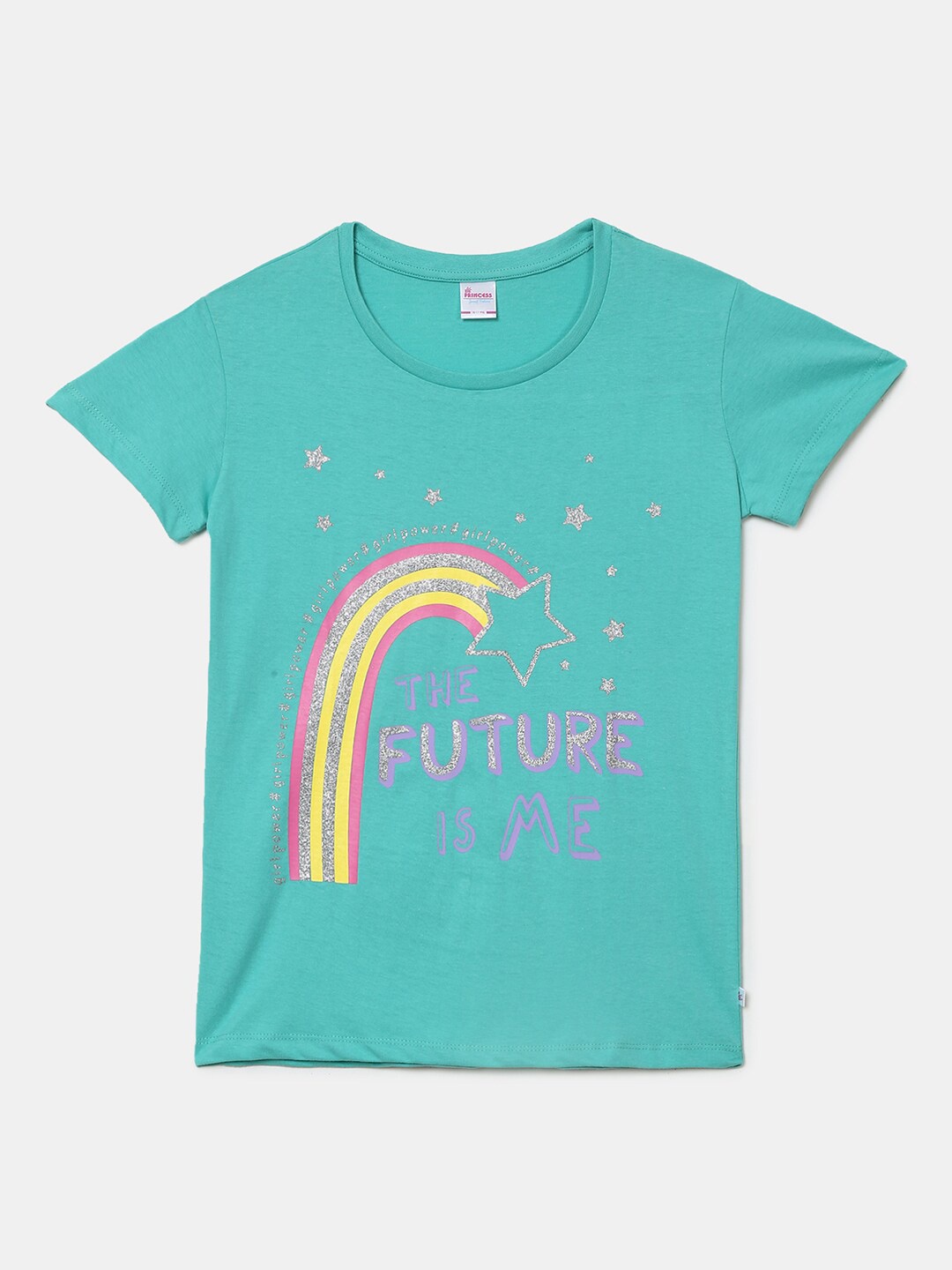 

V-Mart Girls Sea Green Printed T-shirt