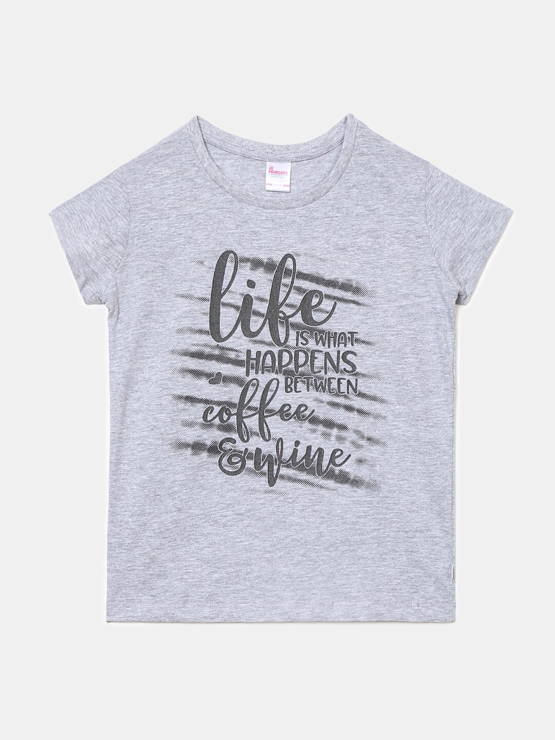 

V-Mart Girls Grey Typography Printed T-shirt