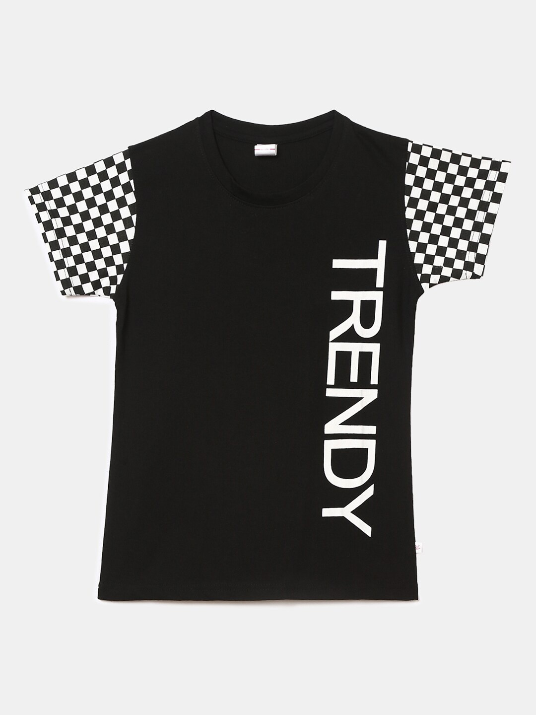 

V-Mart Girls Black & White Typography Printed T-shirt