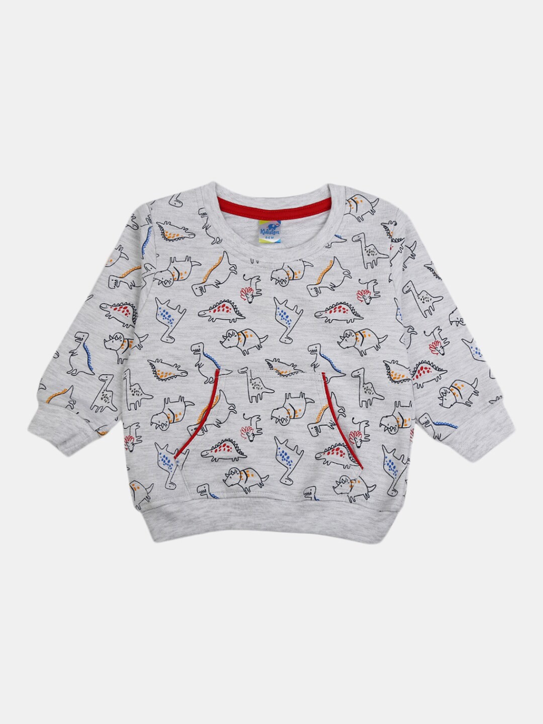 

V-Mart Unisex Kids Grey Melange Animal Printed Sweatshirt