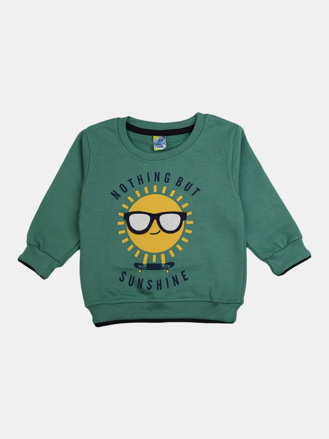 

V-Mart Kids Green Typography Printed Applique T-shirt