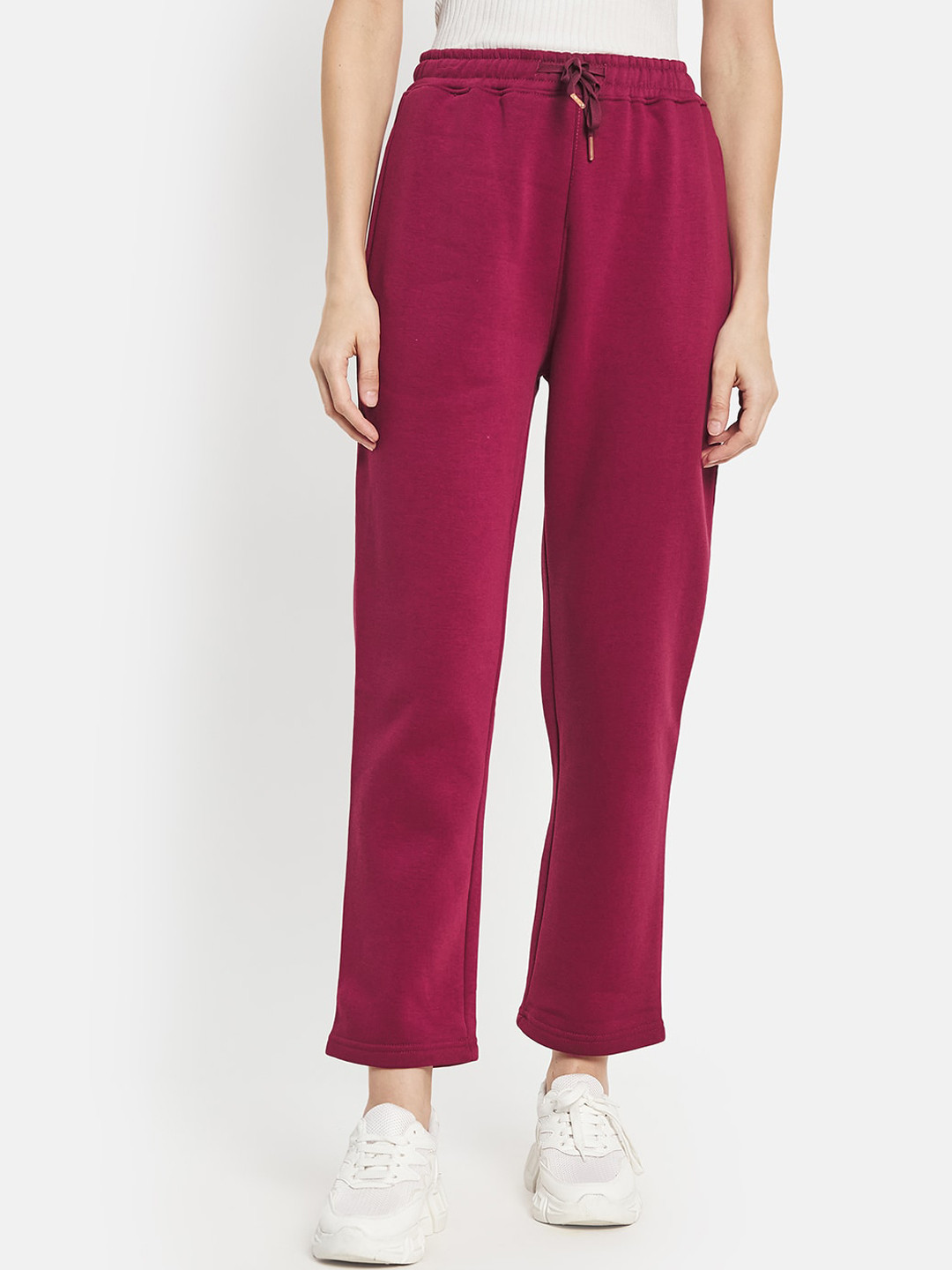 

METTLE Women Maroon Solid Cotton Track Pant