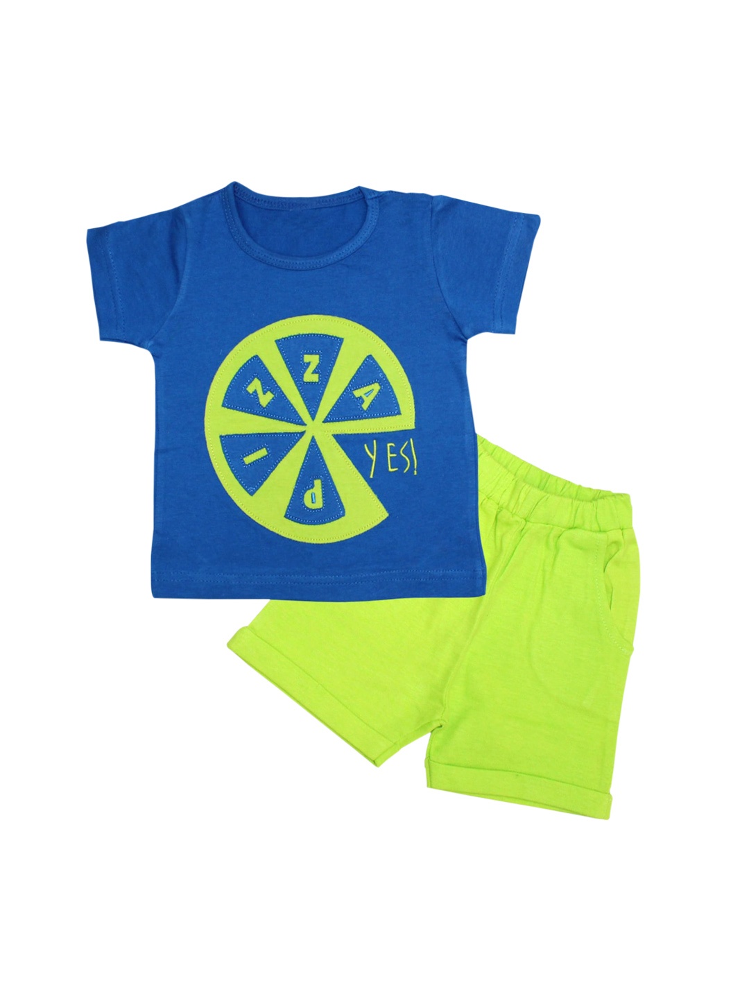 

Born Babies Unisex Kids Blue & Green Printed Top with Shorts