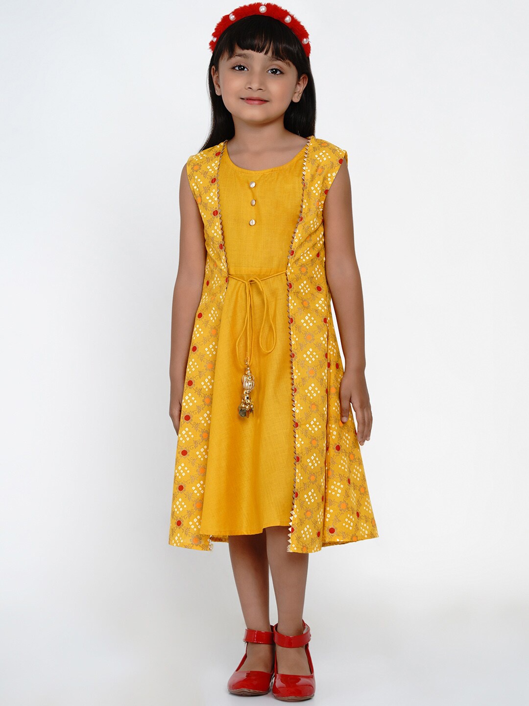 

Bitiya by Bhama Yellow Floral Printed A-Line Dress