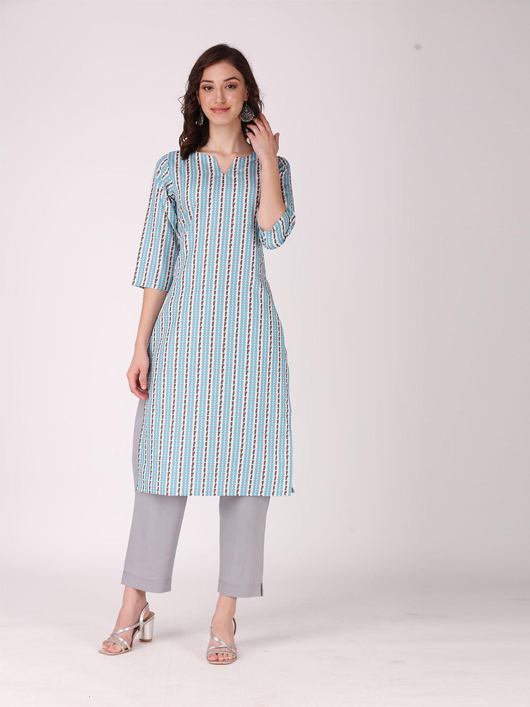 

SEW YOU SOON Women Blue & White Printed Kurta
