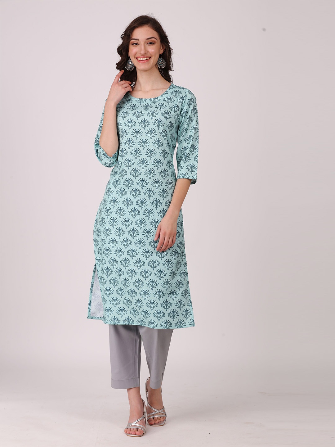 

SEW YOU SOON Women Blue Ethnic Motifs Printed Kurta