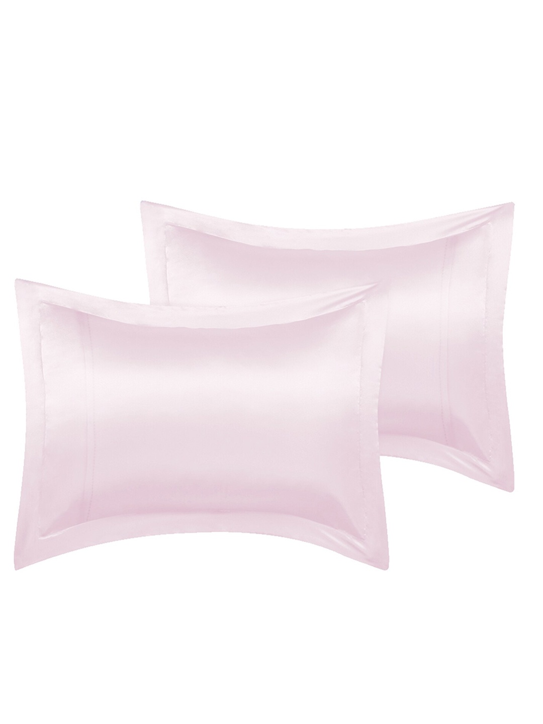 

Stoa Paris Date Night Collection Pack of 2 Pink Solid 300TC Satin Pillow Covers, Off white