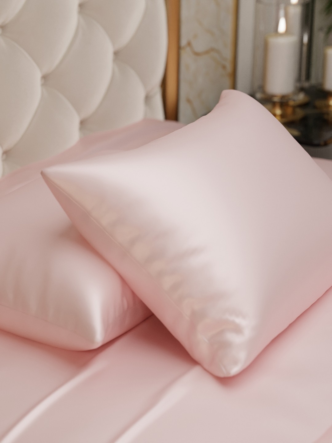 

Stoa Paris Date Night Collection Pack Of 2 300TC Solid Ultra Satin Pillow Covers, Pink