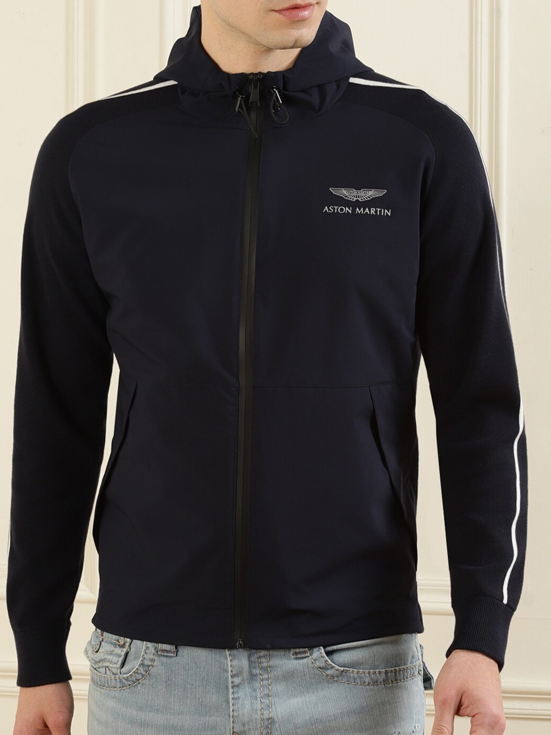 

HACKETT LONDON Men Navy Blue Hooded Sweatshirt