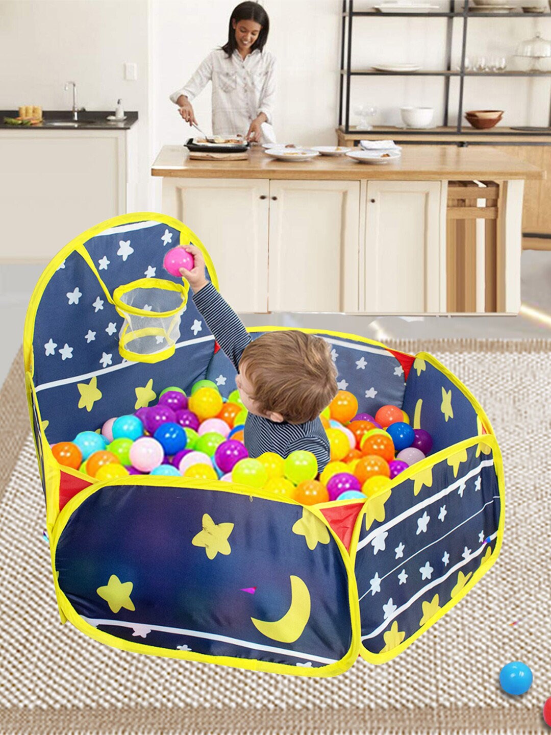 

WEMBLEY Kids Blue & Yellow Printed Pool With 20 Balls