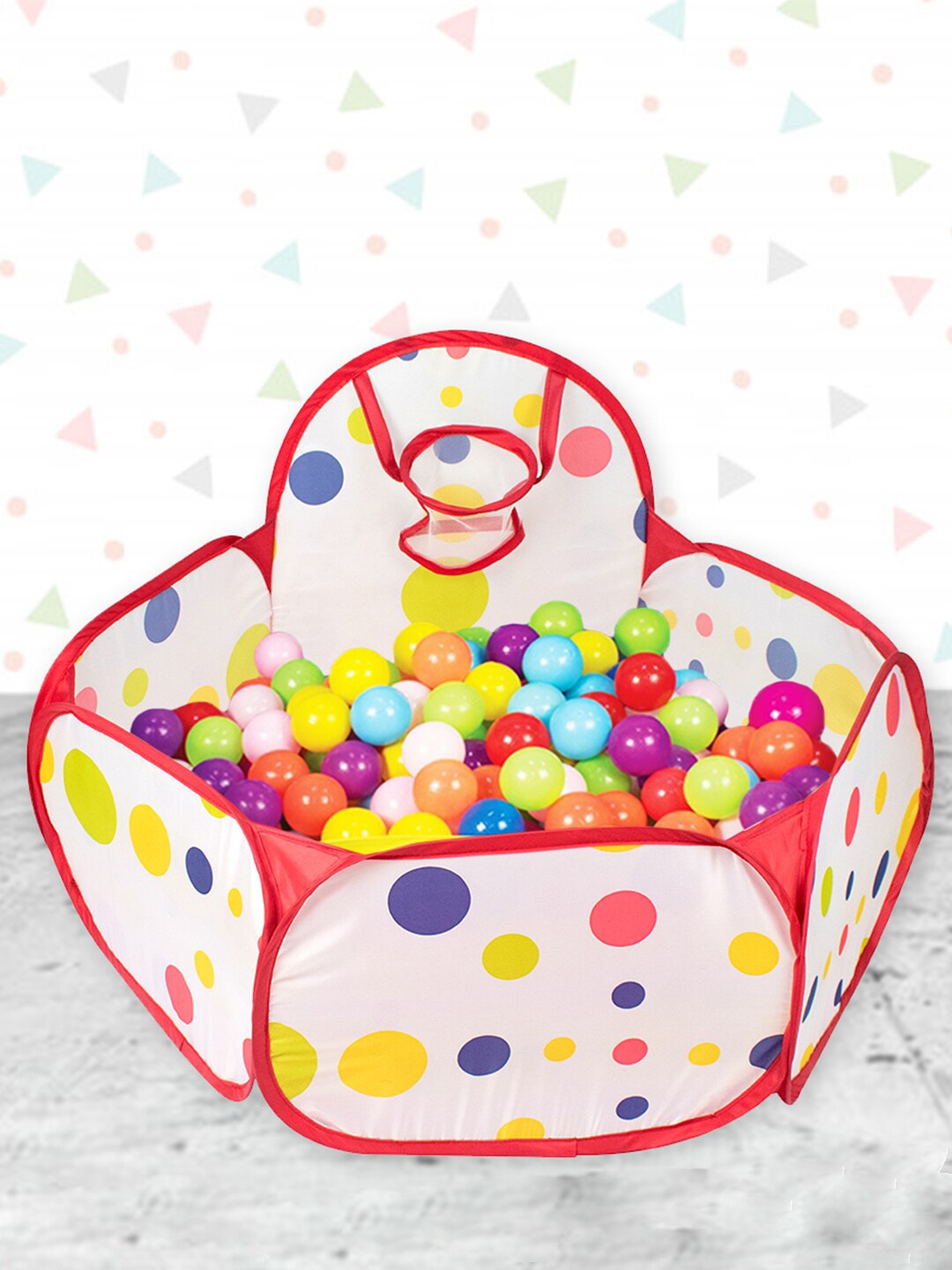 

WEMBLEY Kids Portable Ball Pool With 20 Balls Playing Indoor Pool Hoop, Red