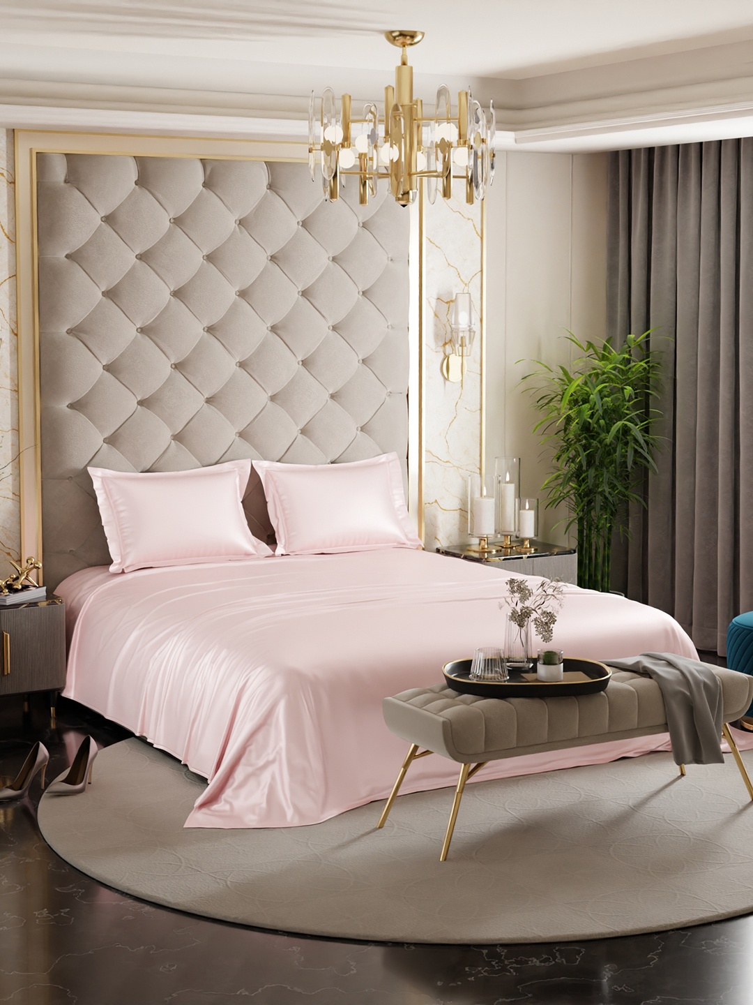 

Stoa Paris Pink Date Night Collection Double Bedsheet With 2 Pillow Covers