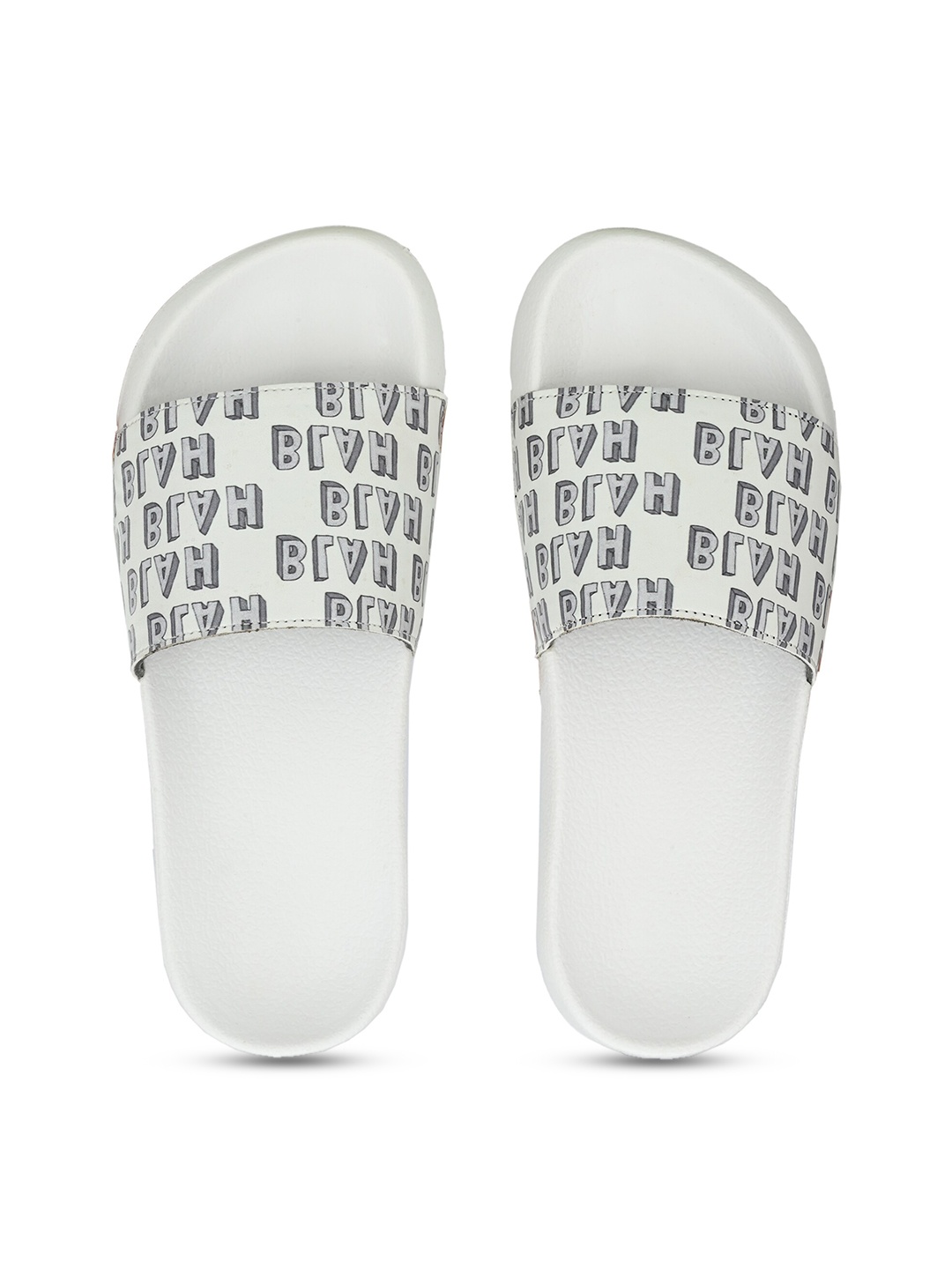 

KLEAT Men Grey & White Printed Sliders