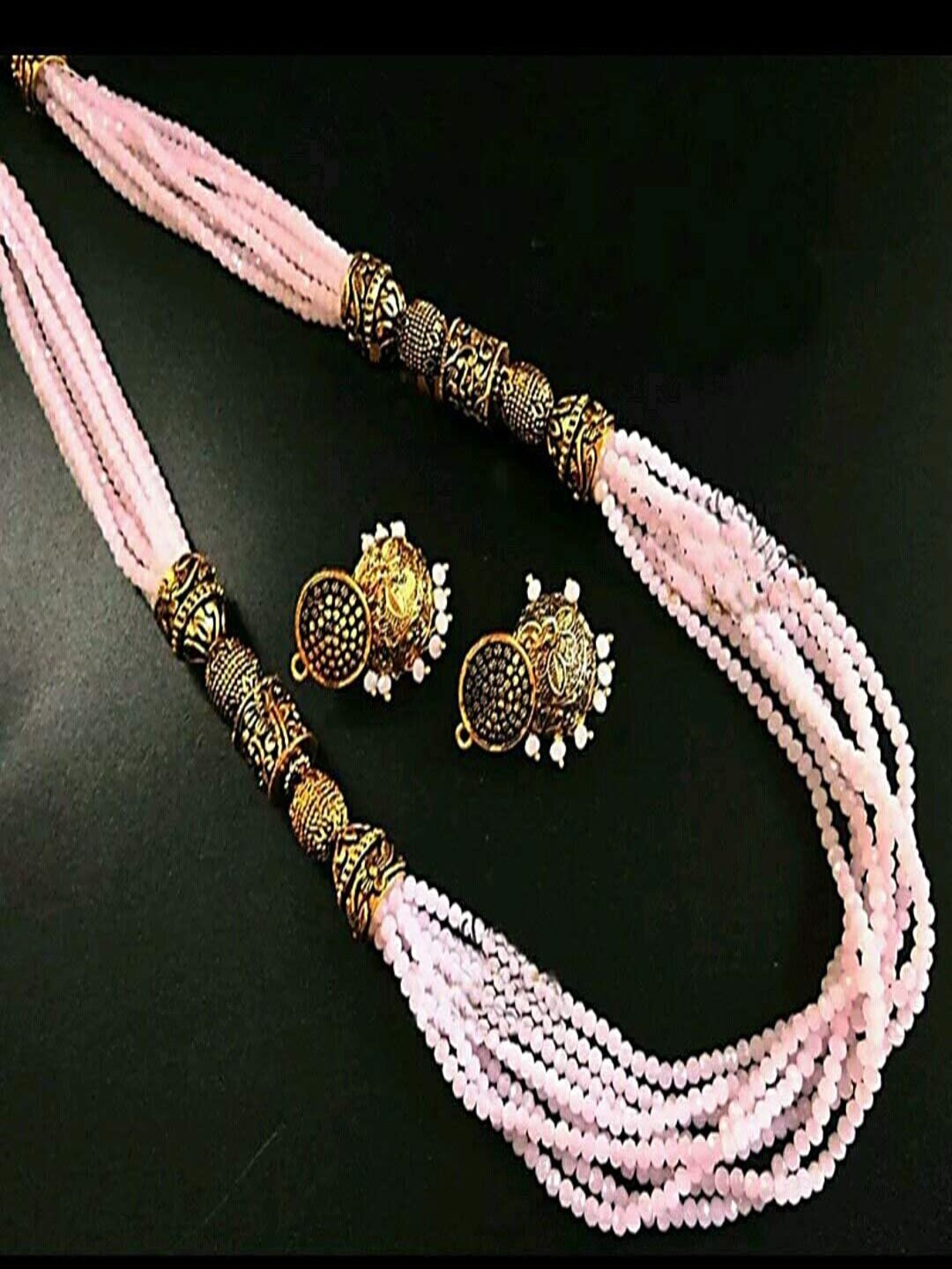 

Runjhun Gold-Plated Pink Stone-Studded Jewellery Set