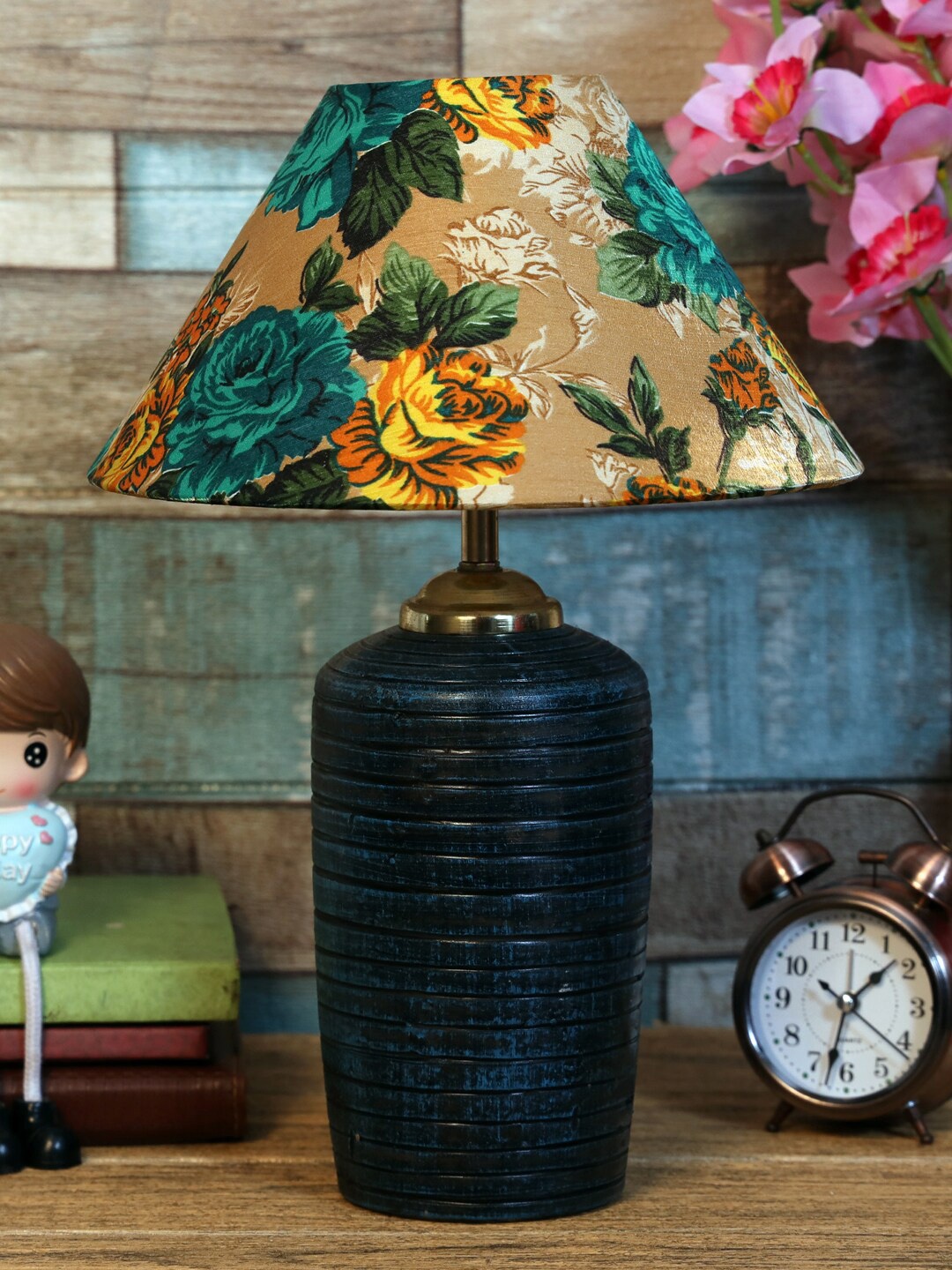 

foziq Blue Printed Table Lamp