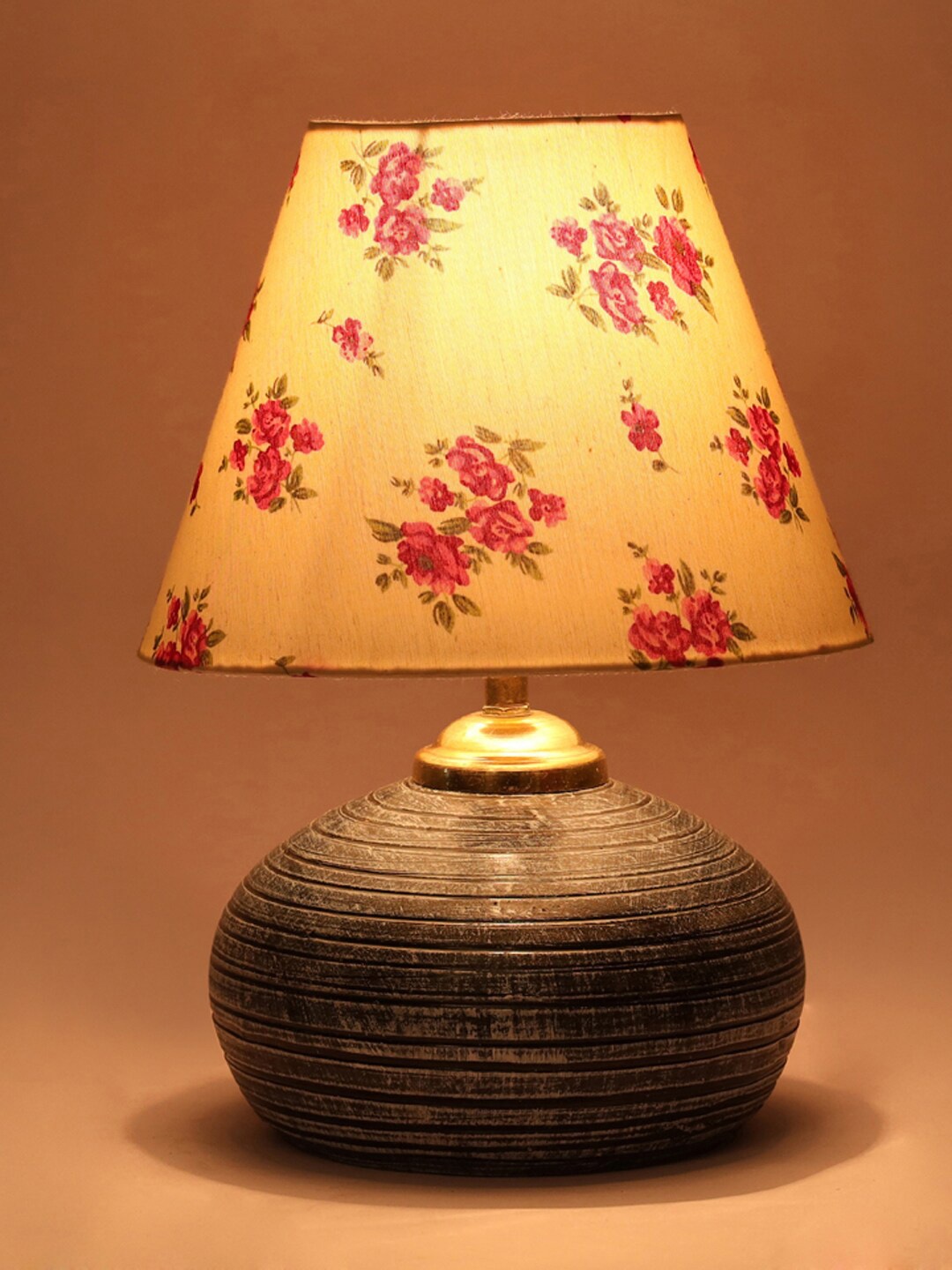

foziq Grey & White Printed Table Lamp
