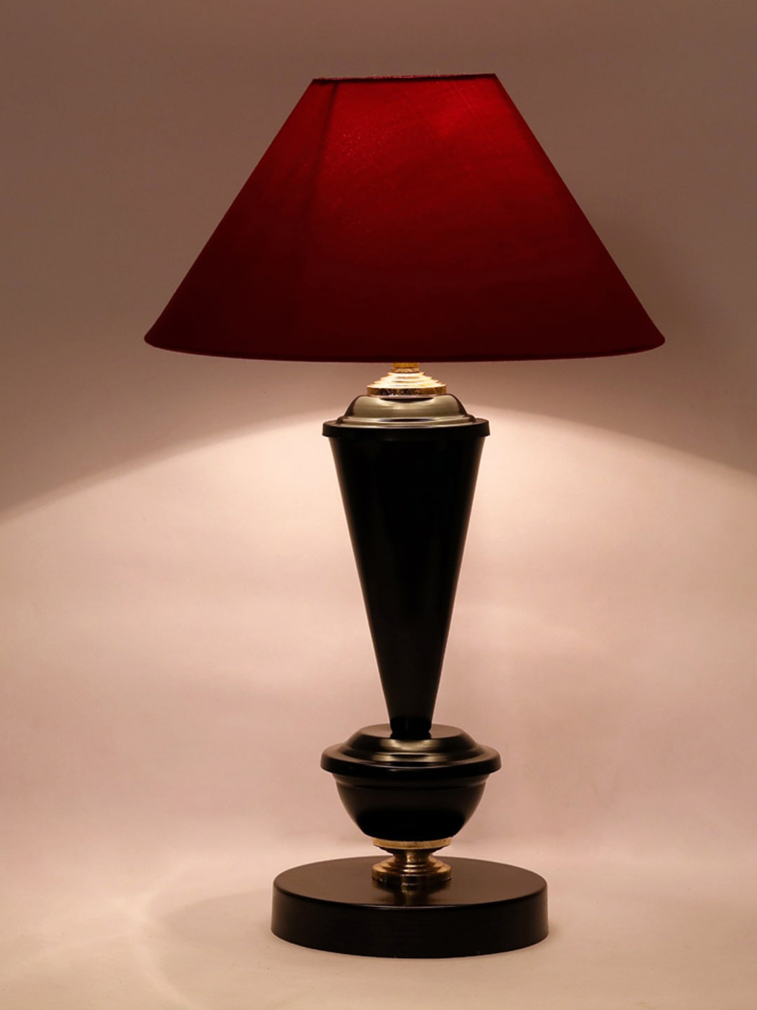 

foziq Black & Red Solid Table Lamps With Shade