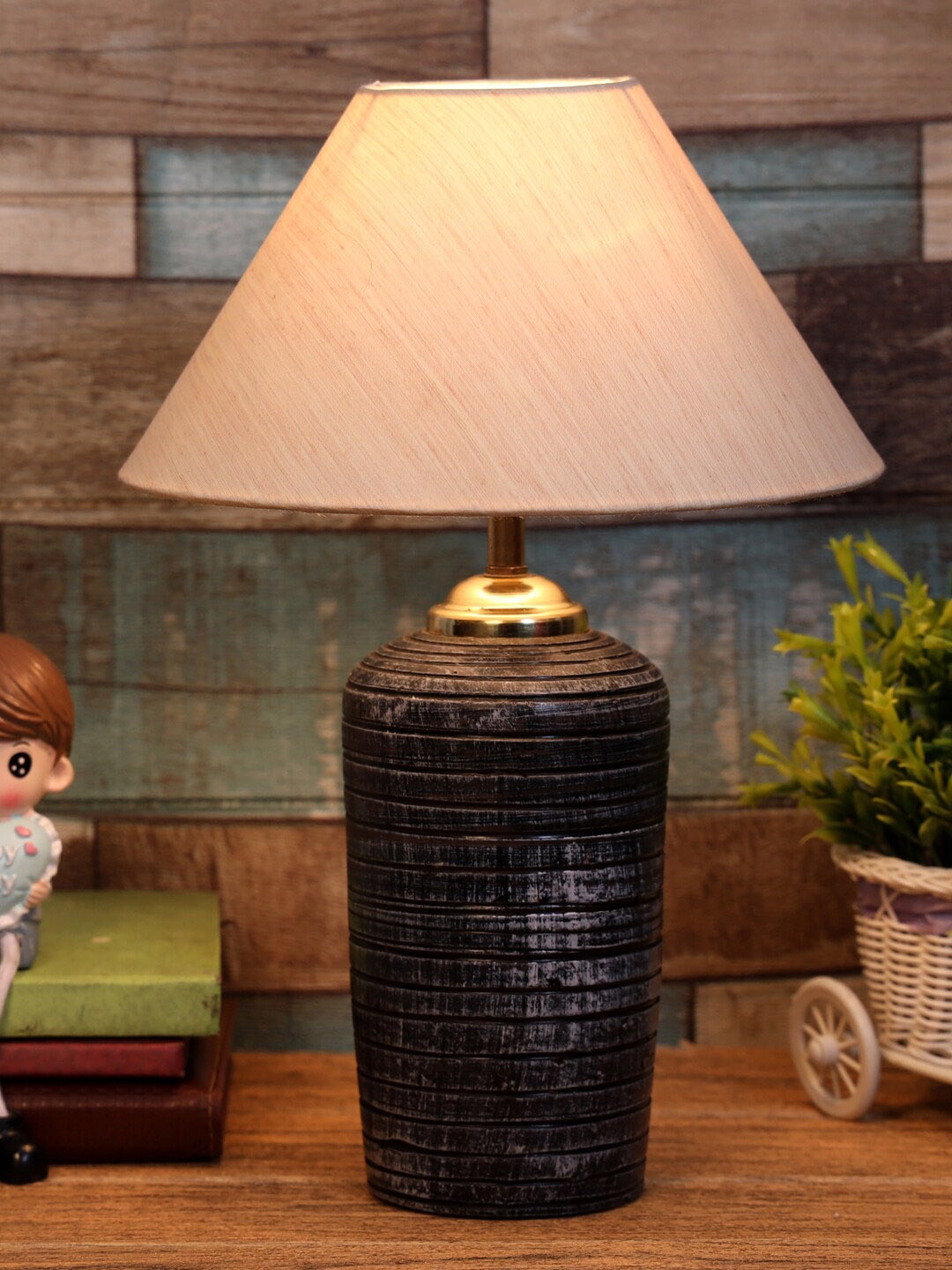 

foziq Grey & White Printed Terracotta Table Lamps