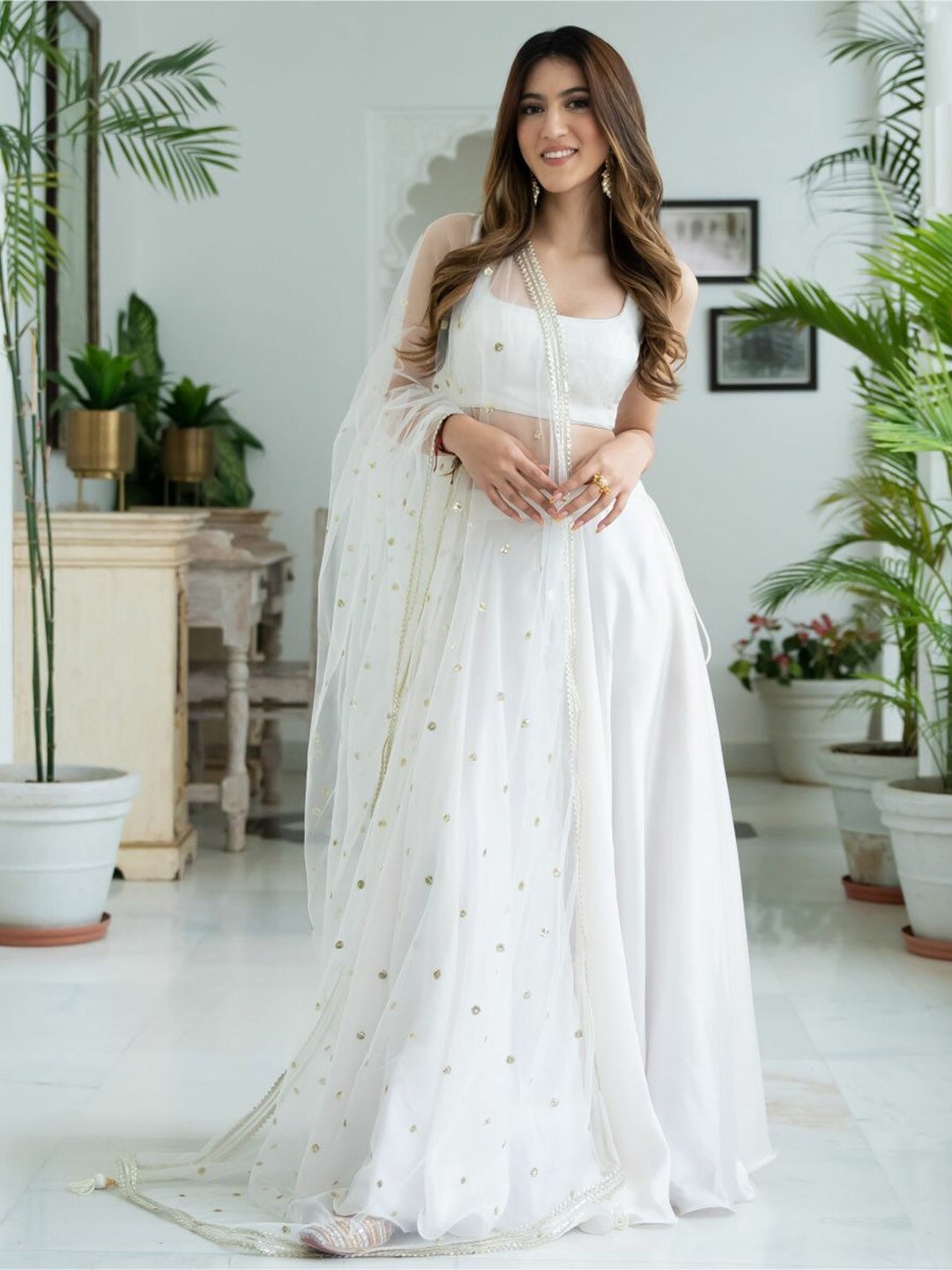 

Lavanya The Label White Ready to Wear Lehenga & Blouse With Dupatta