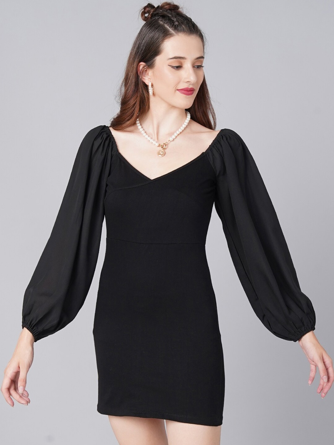 

Cation Black Sheath Mini Dress