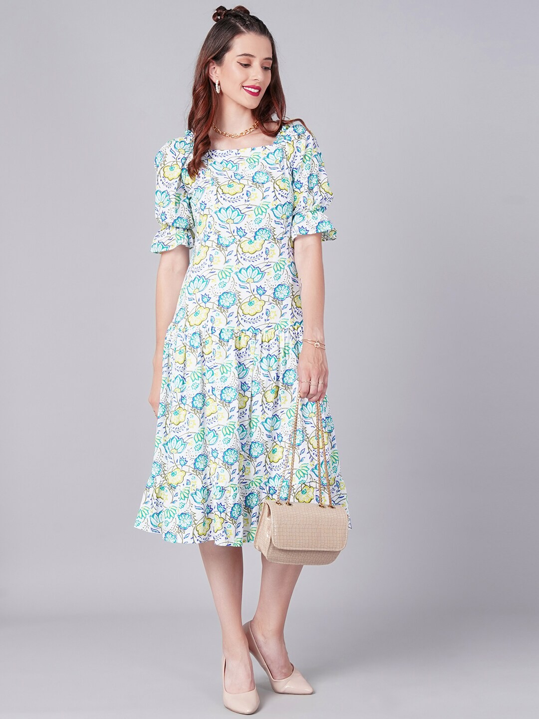 

Cation Women Green Floral Midi Dress
