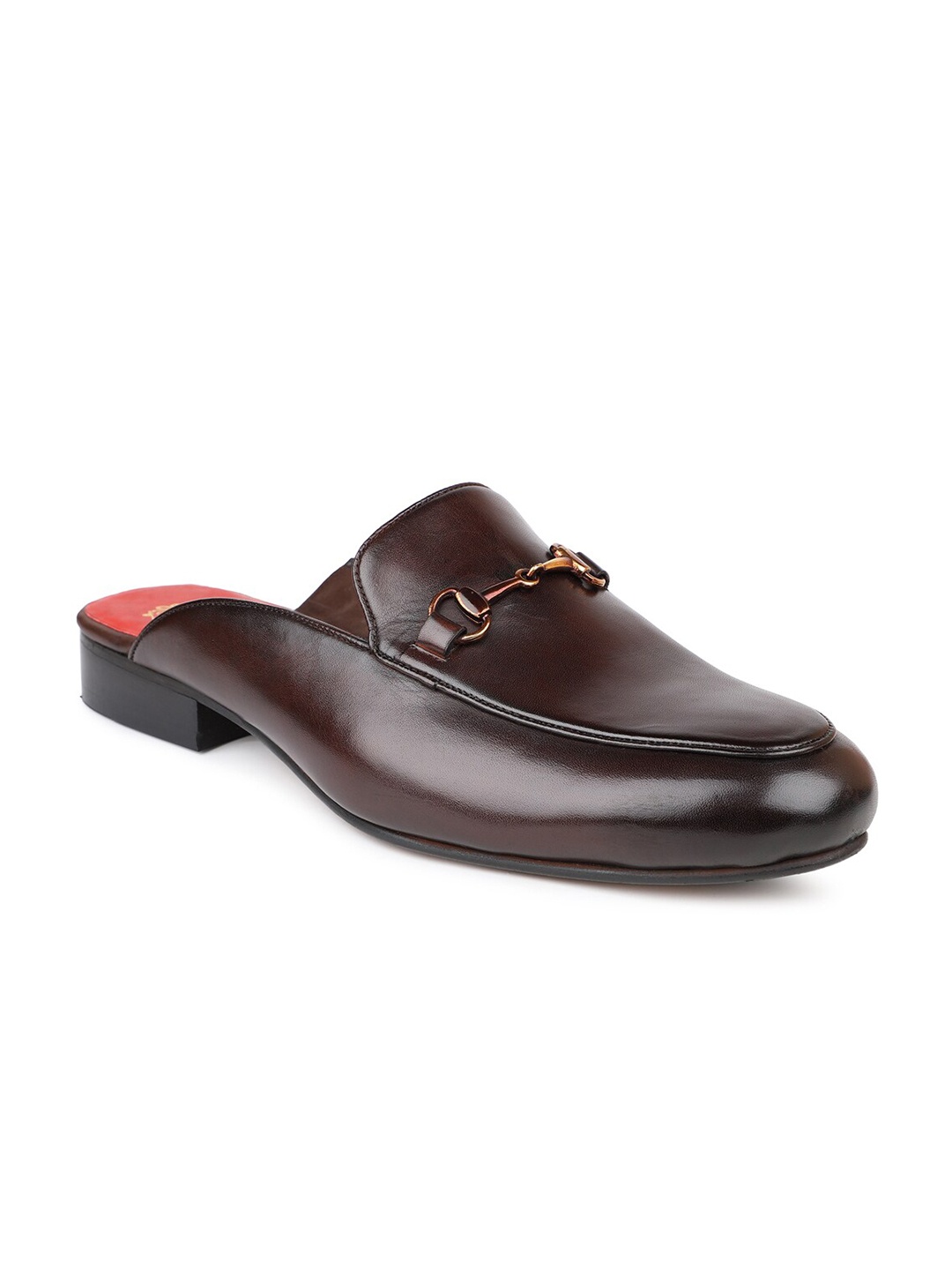 

ATESBER by Inc.5 Men Brown & Red Leather Shoe-Style Sandals