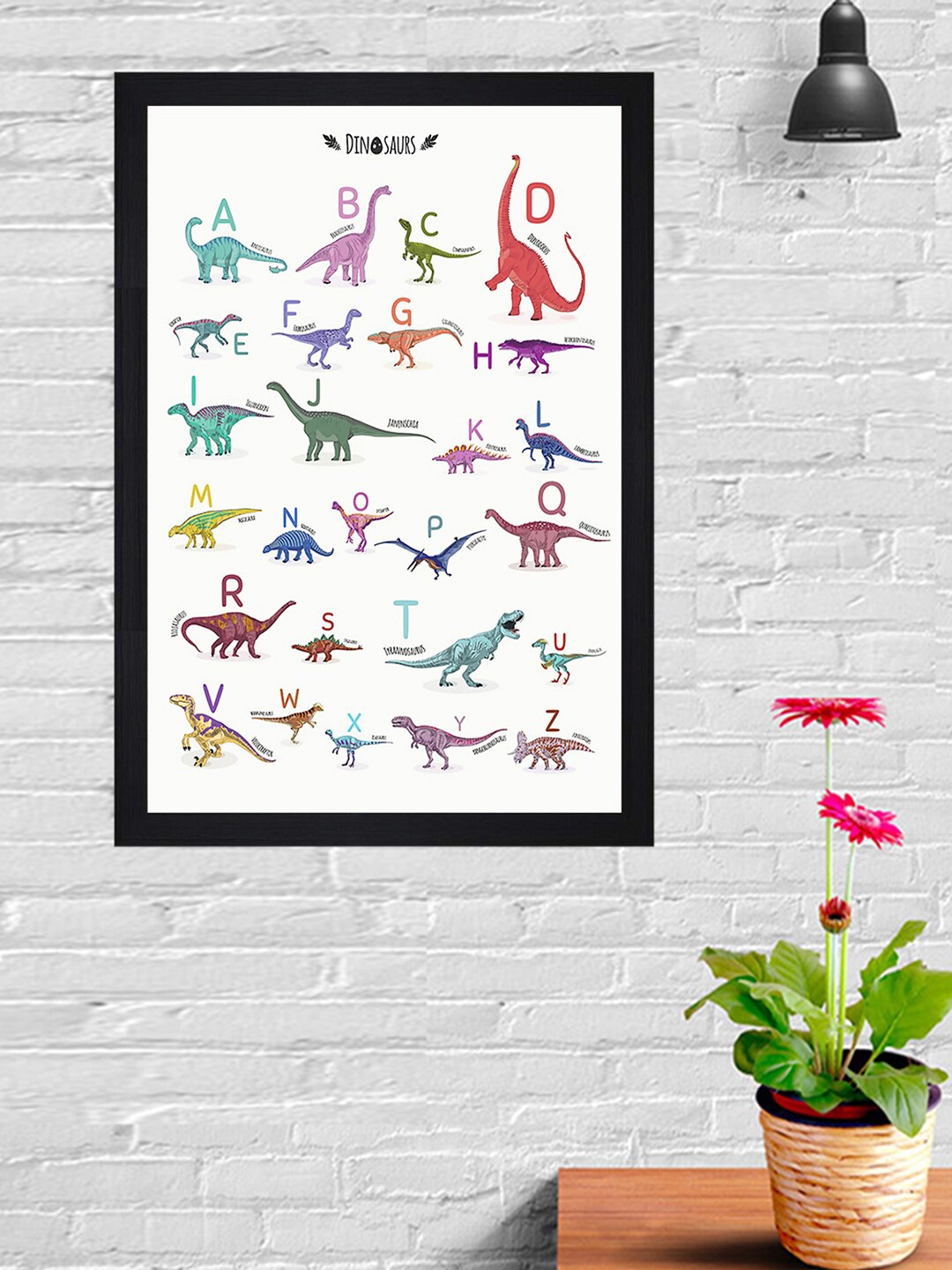 

Gallery99 White Dinosaurs Alphabet Printed Framed Wall Art