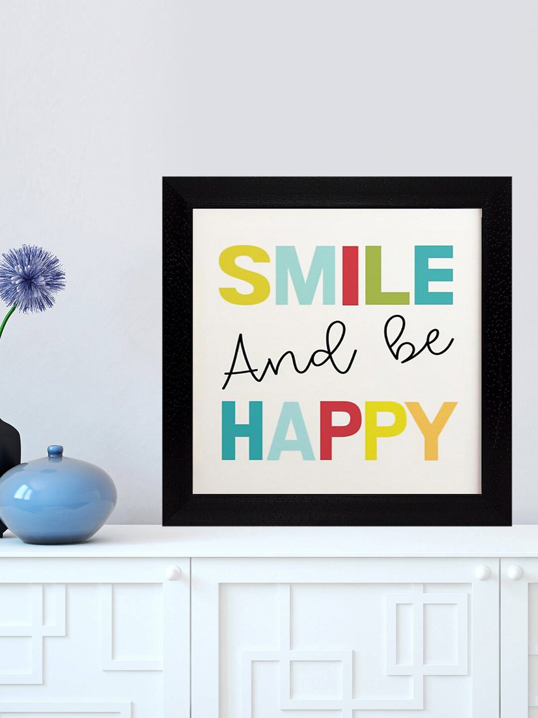 

Gallery99 White Smile And Be Happy Textured Paper Framed Wall Art