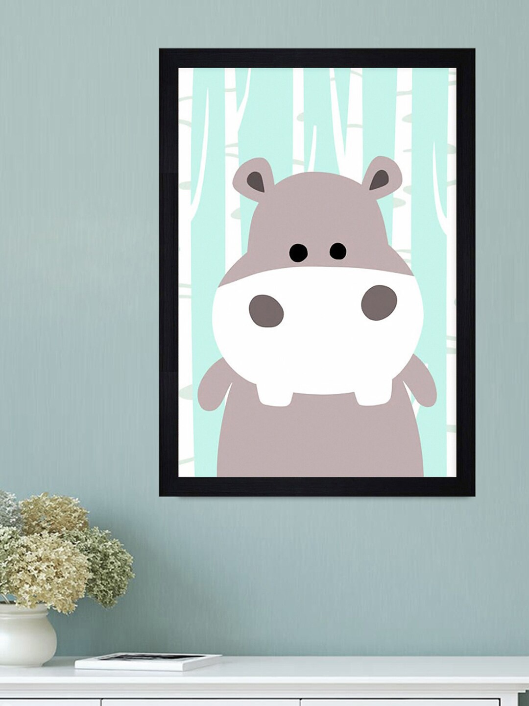

Gallery99 Turquoise Blue & Grey Hippopotamus Printed Wall Art