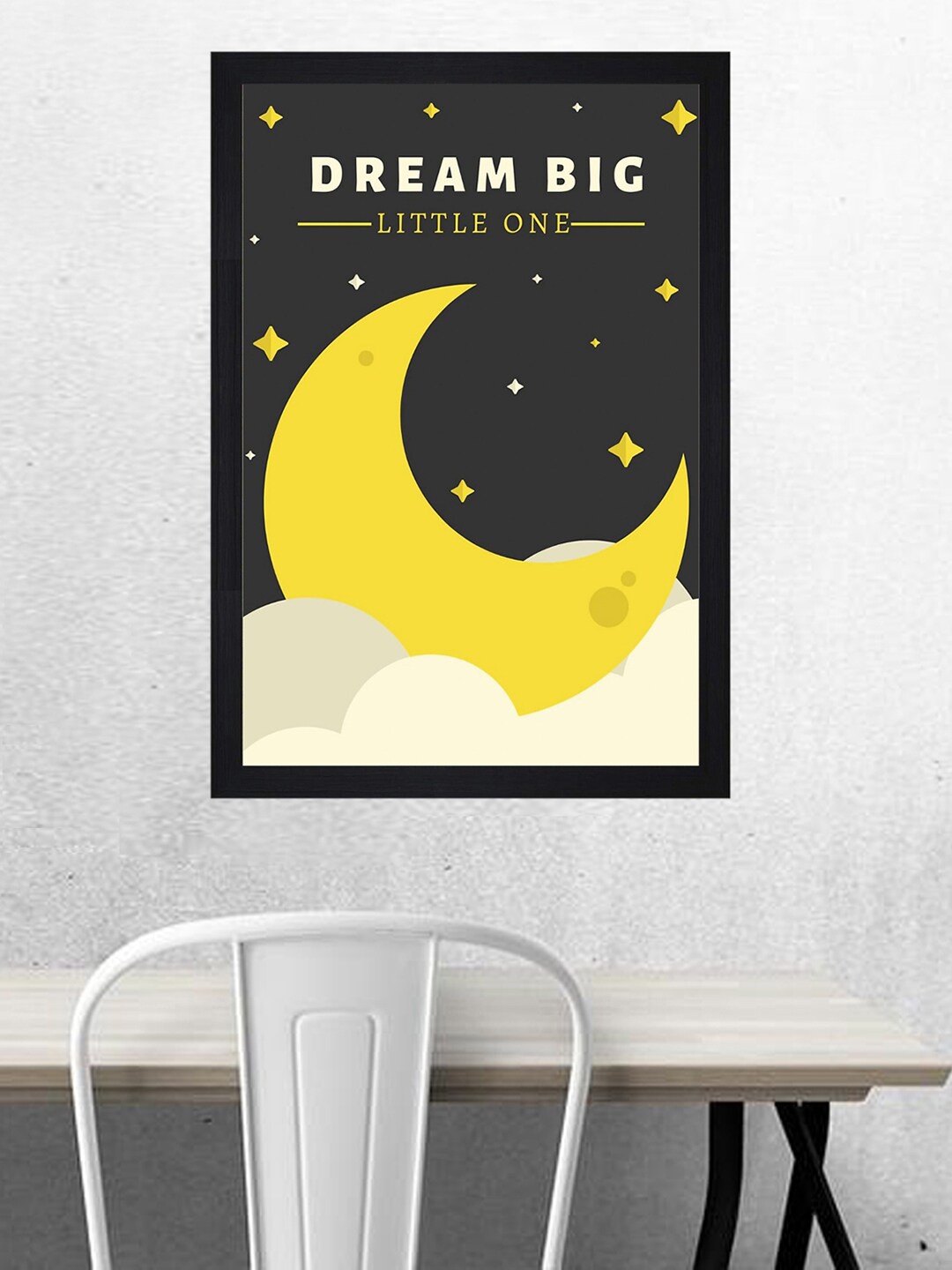 

Gallery99 Dream Big Little One" Yellow Kids Textured Paper Framed Art Print For Kids Room, Black
