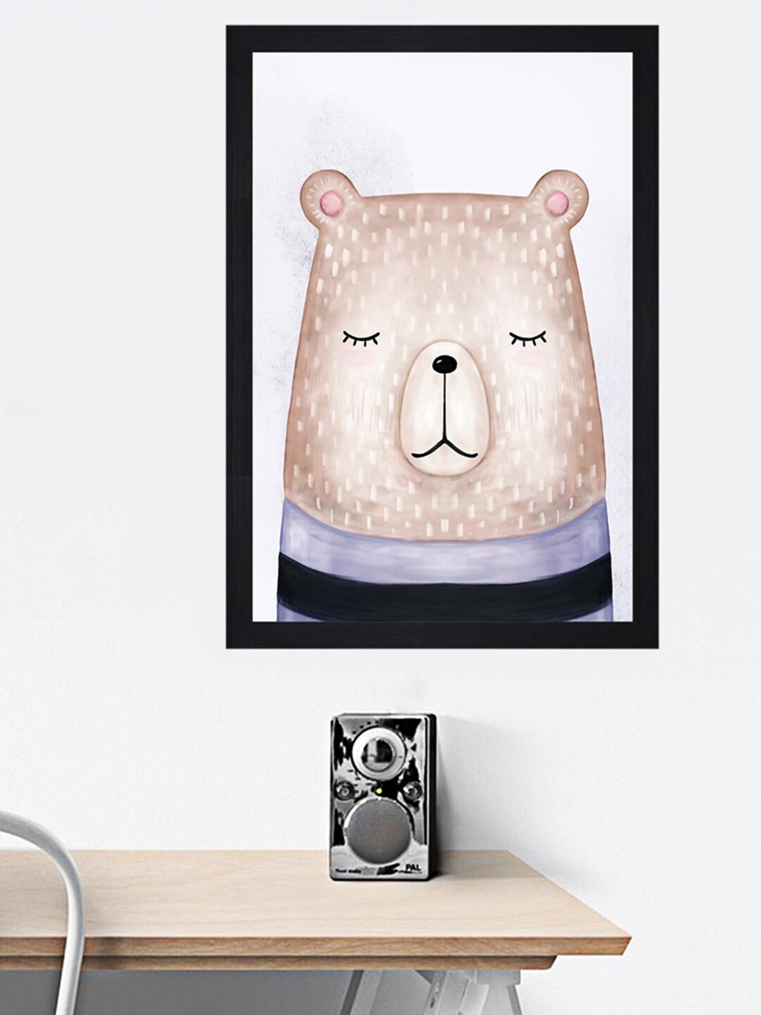 

Gallery99 White Bear Closed Eyes Textured Paper Framed Wall Art