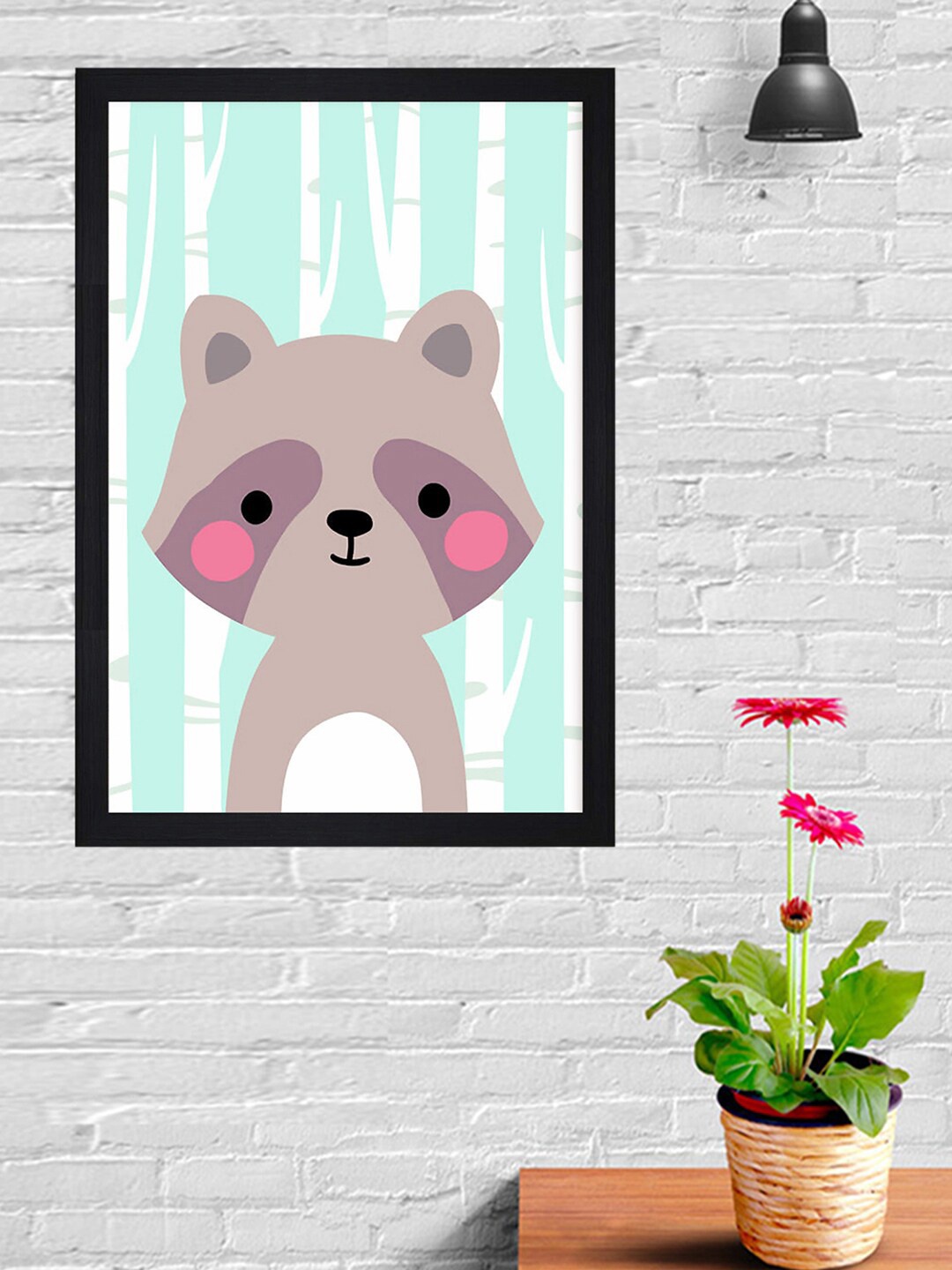 

Gallery99 Turquoise Blue & White Raccoon Wall Art
