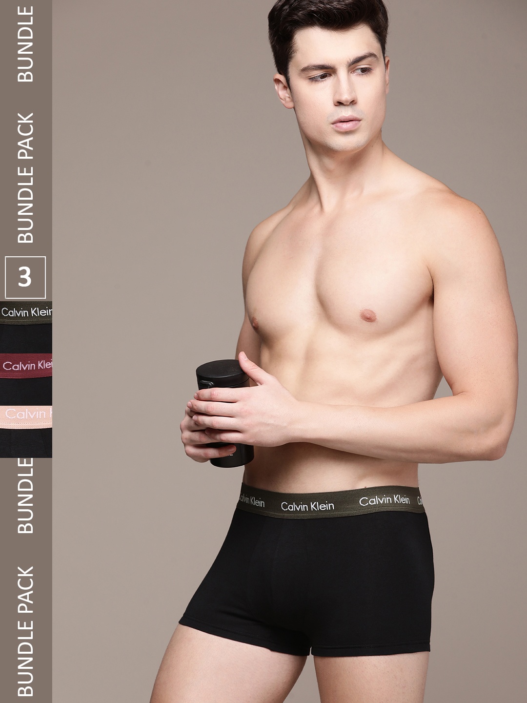 

Calvin Klein Underwear Men Pack Of 3 Black Solid Low-Rise Trunks- NB26147TW