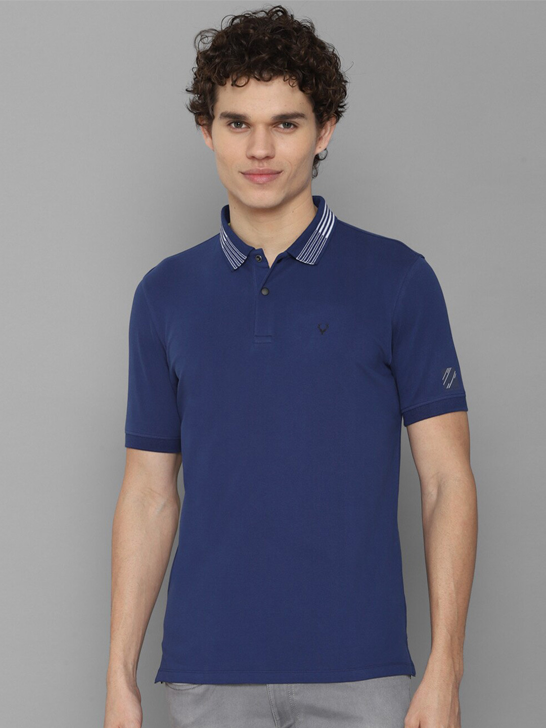 

Allen Solly Men Blue Solid Polo Collar T-shirt