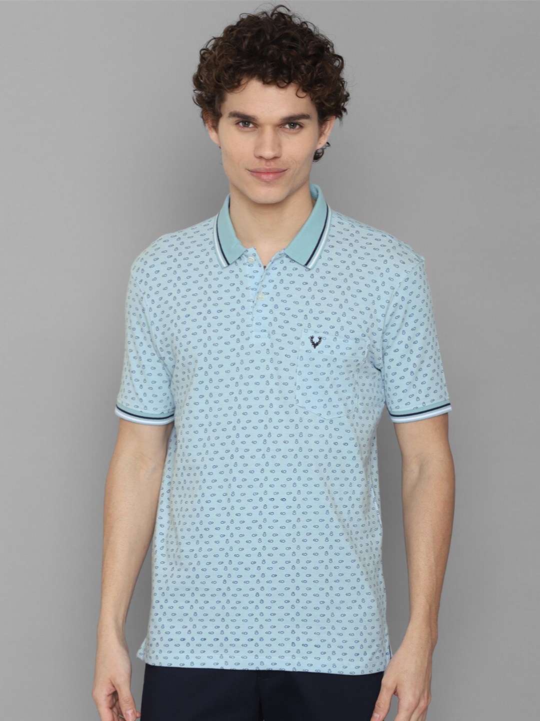 

Allen Solly Men Blue Printed Polo Collar T-shirt