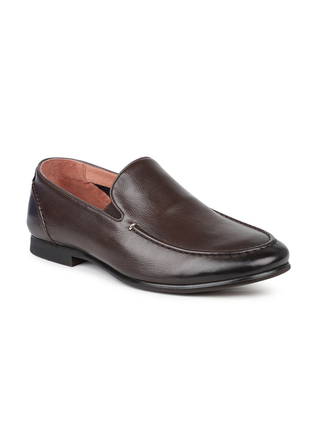 

ATESBER by Inc.5 Men Coffee Brown Solid Leather Formal Slip-Ons