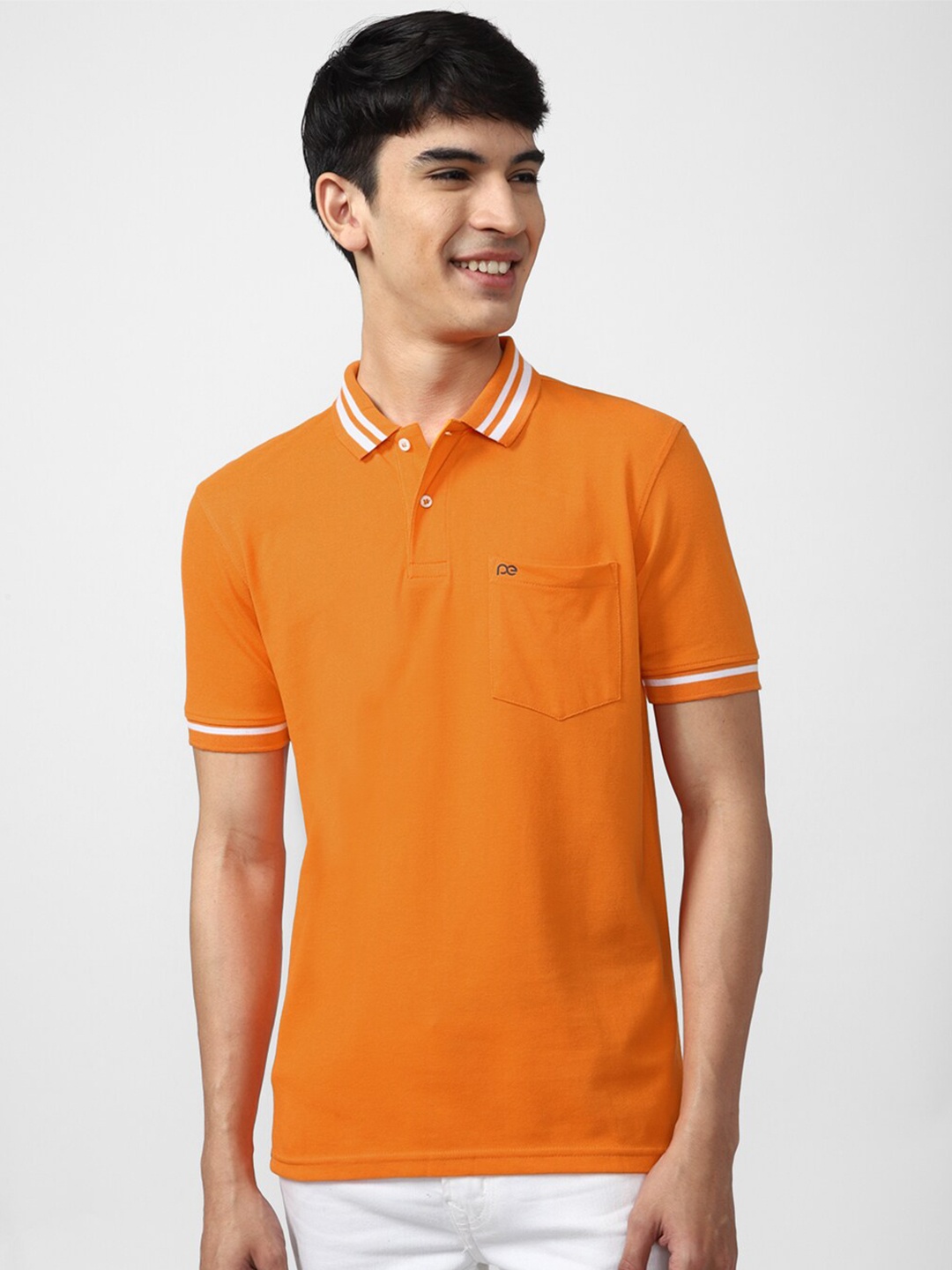 

Peter England Casuals Men Orange Polo Collar T-shirt