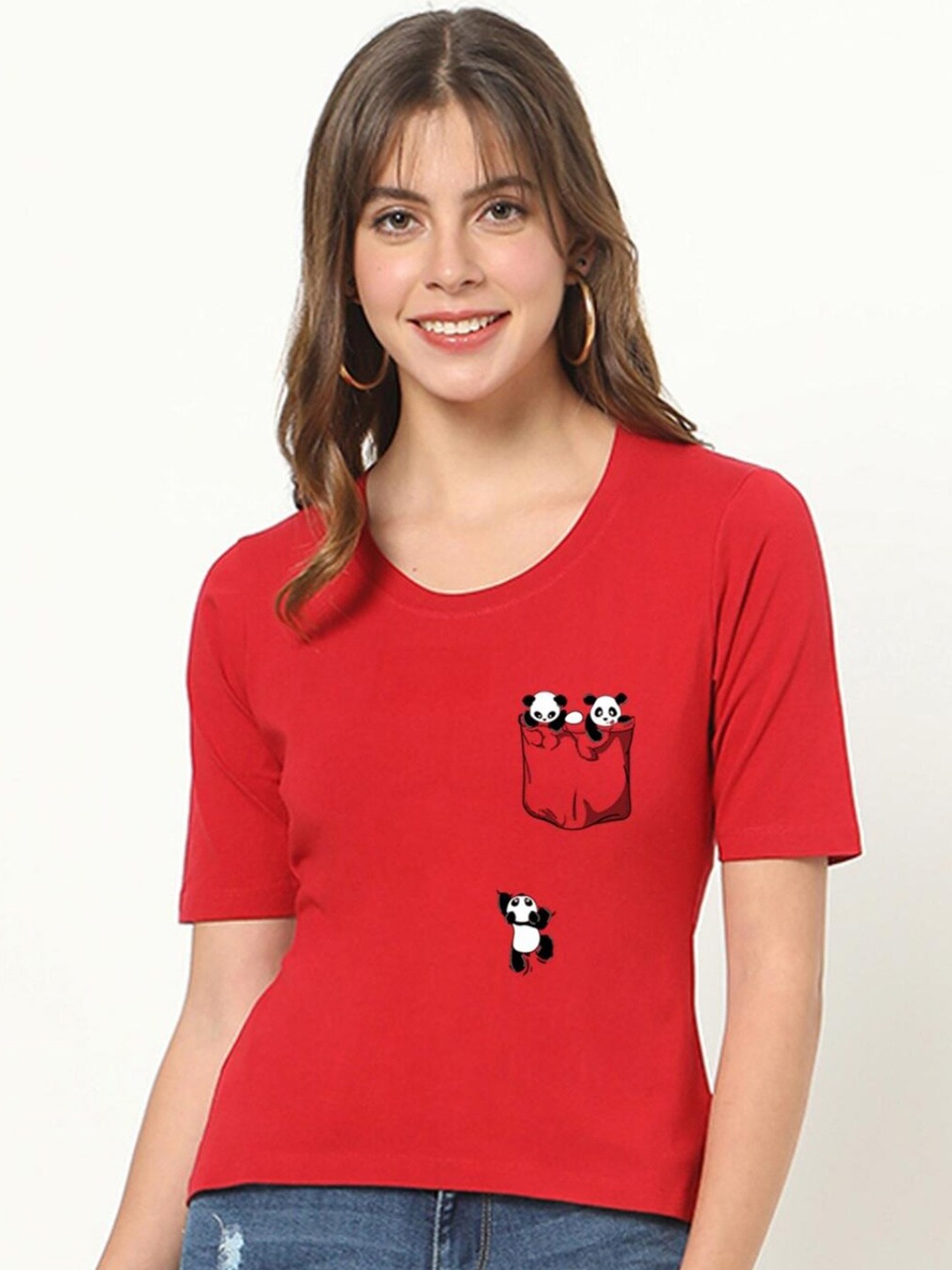 

Bewakoof Women Regular Fit T-shirt, Red