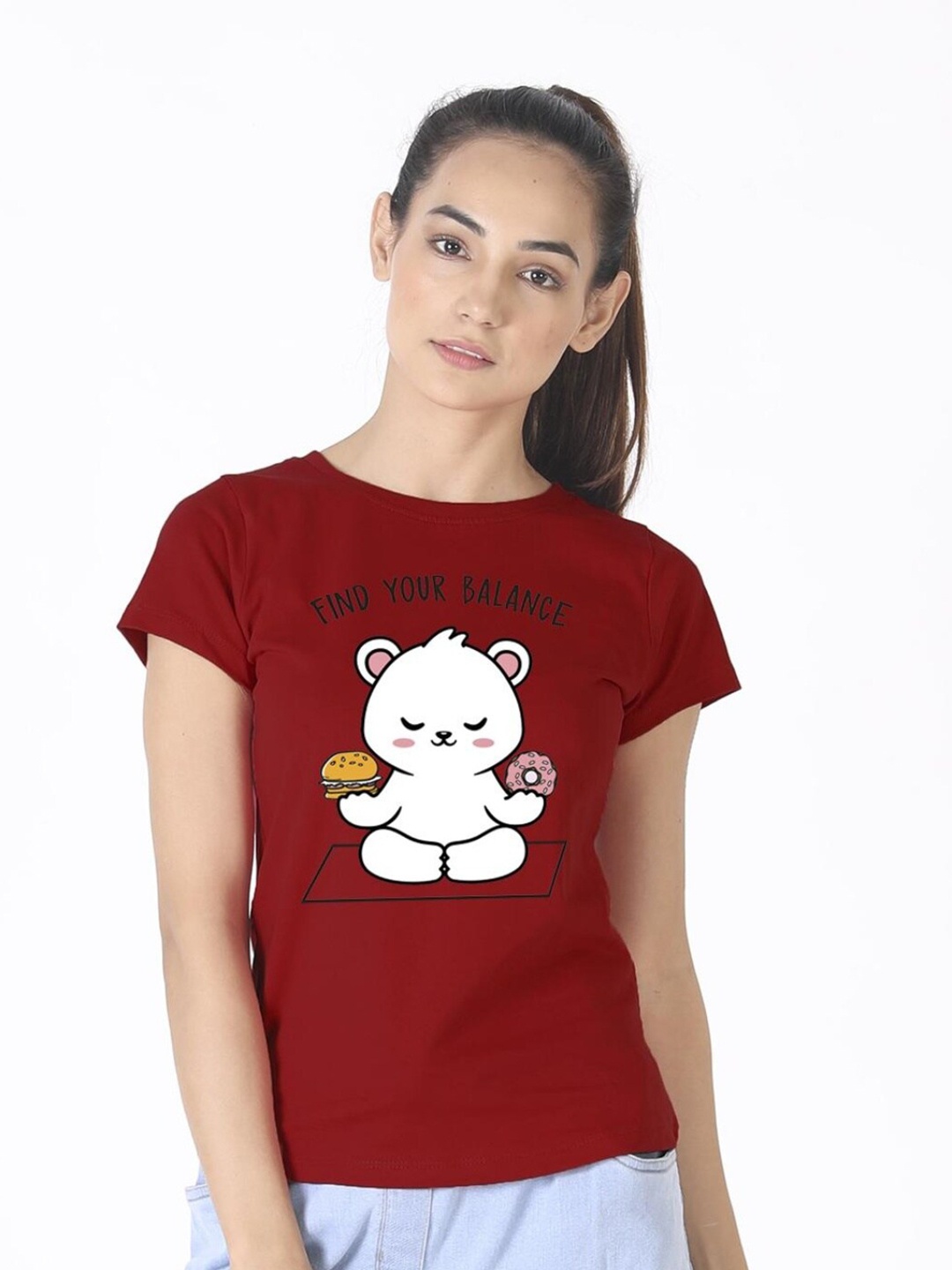 

Bewakoof Women Red Printed Pure Cotton T-shirt