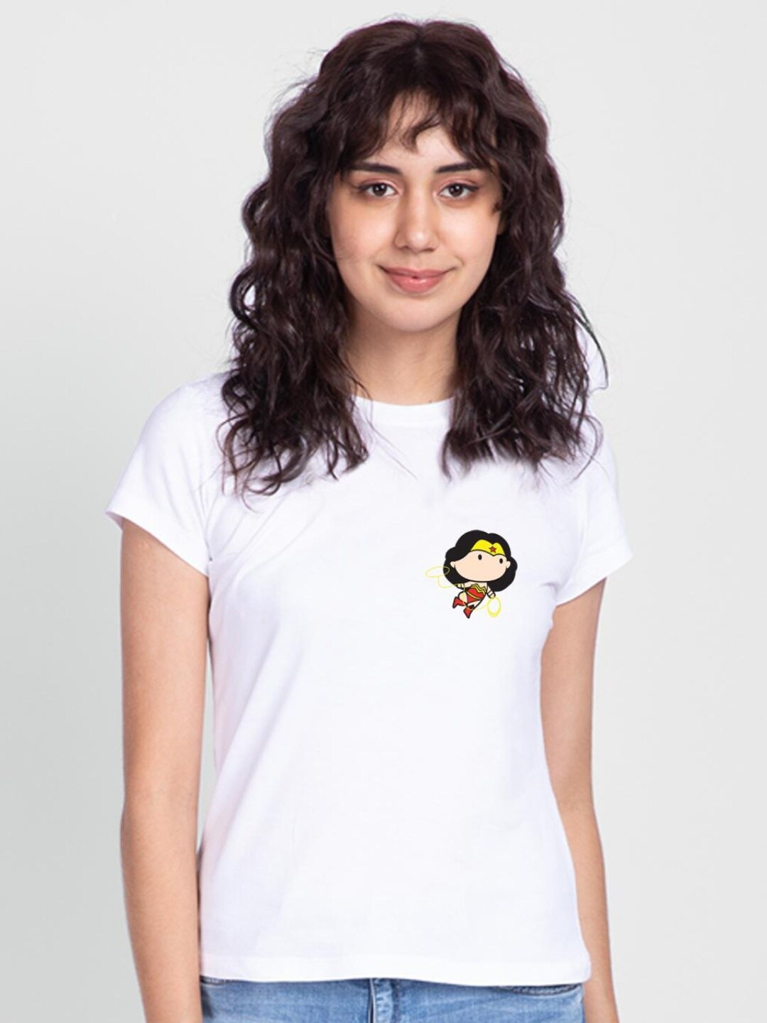 

Bewakoof Women White Pure Cotton Slim Fit T-shirt
