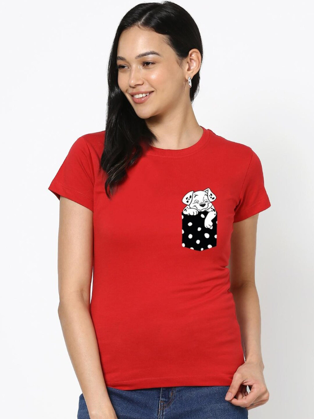 

Bewakoof Women Red Pure Cotton T-shirt